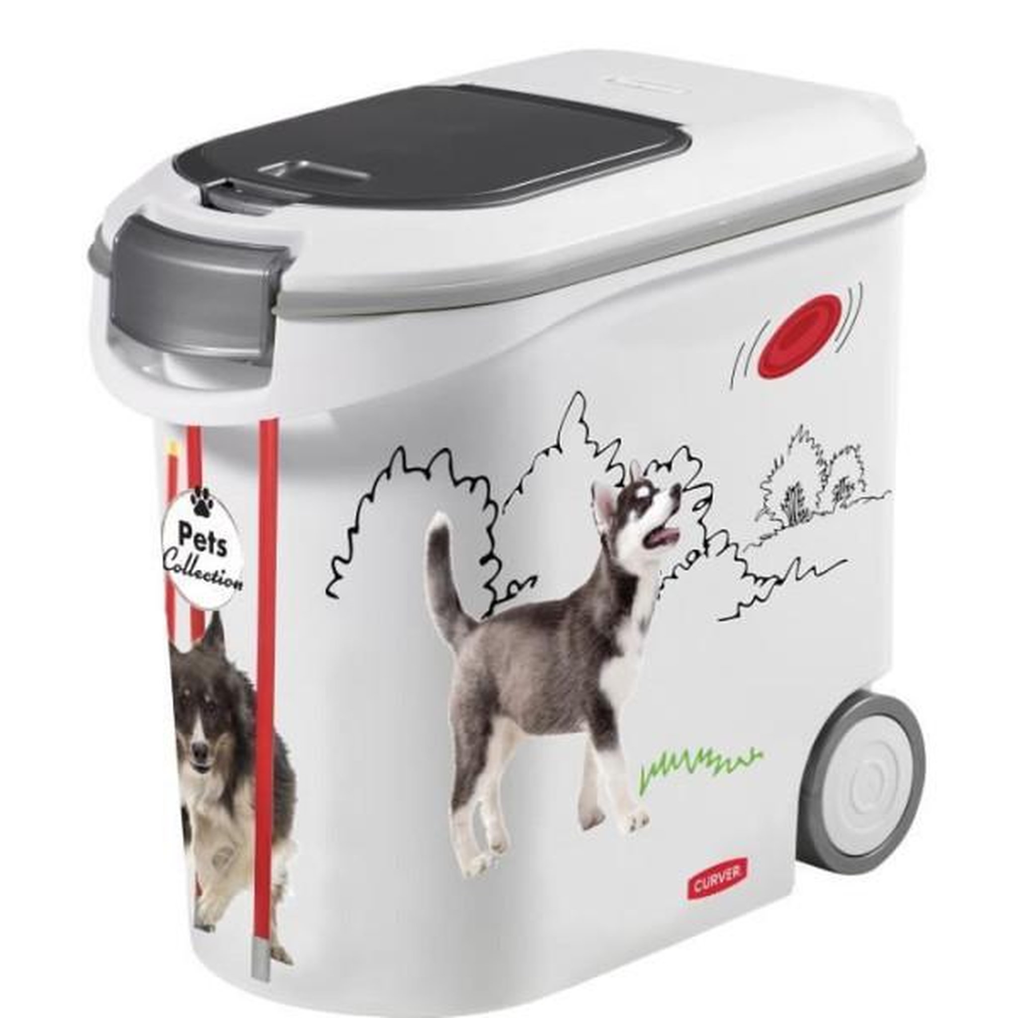 Voir la diapositive 2 : CURVER Conteneur a croquettes CURVER - 35L/12 kg - PETS COLLECTION - Pour chien