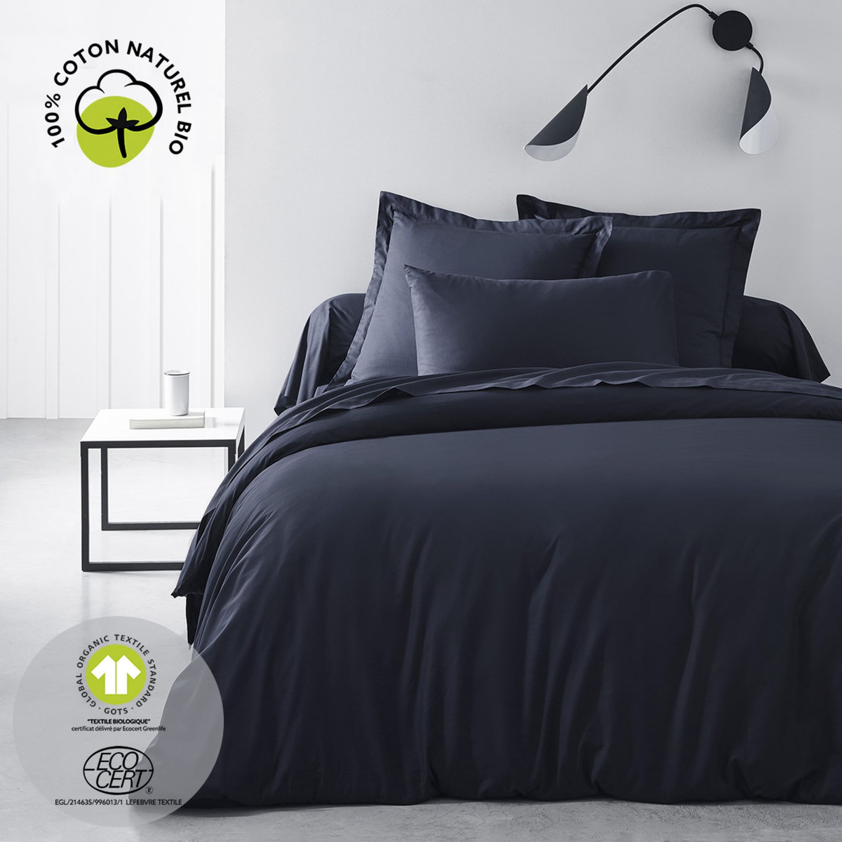 TODAY Housse de couette unie en Coton 57 fils ORGANIC 