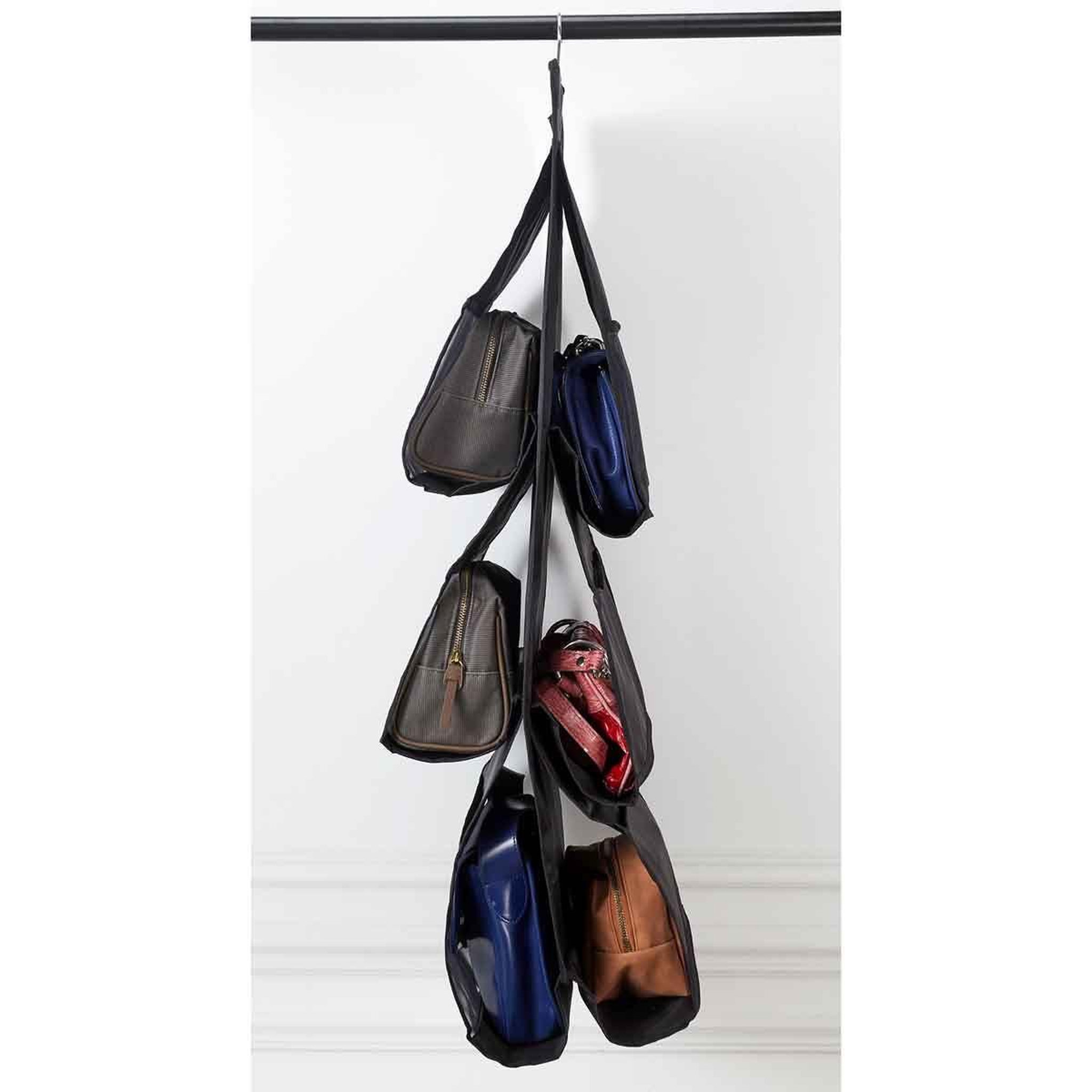 Voir la diapositive 4 : Je cherche une idee Rangement à Suspendre  6 Sacs à Main  83cm Noir
