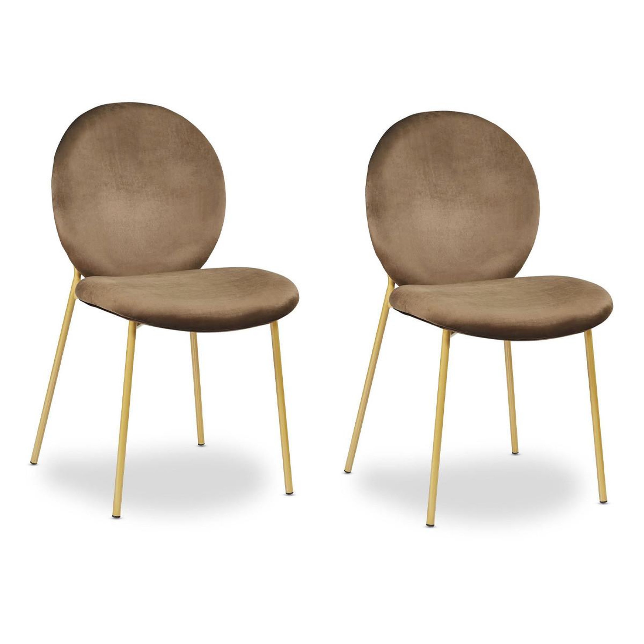 Paris Prix Lot de 2 chaises médaillon en velours  della  79cm camel