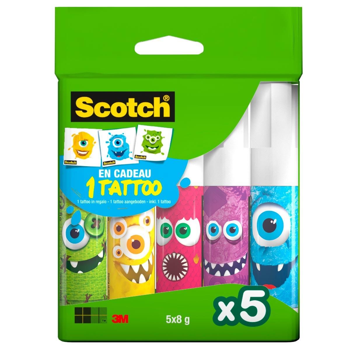 SCOTCH  Lot de 5 bâtons de colle 8g pack éco tatoo