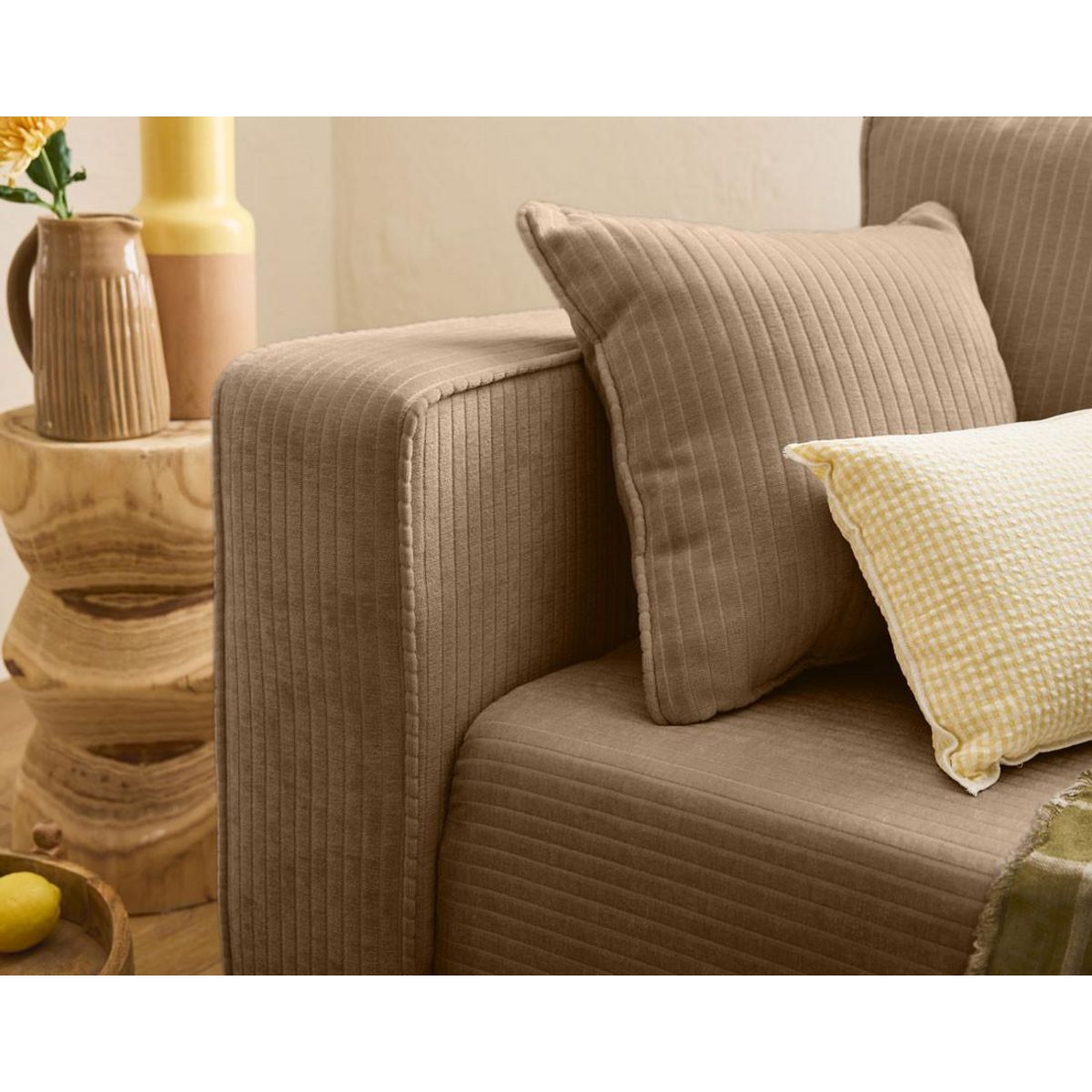 BEST MOBILIER Topaze - canapé 3 places - convertible avec coffre - en velours côtelé plat