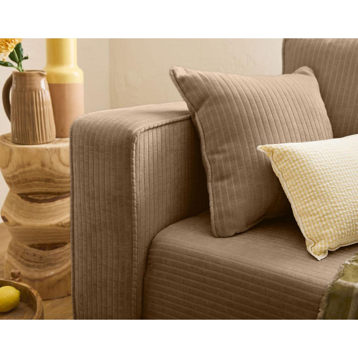 BEST MOBILIER Topaze - canapé 3 places - convertible avec coffre - en velours côtelé plat