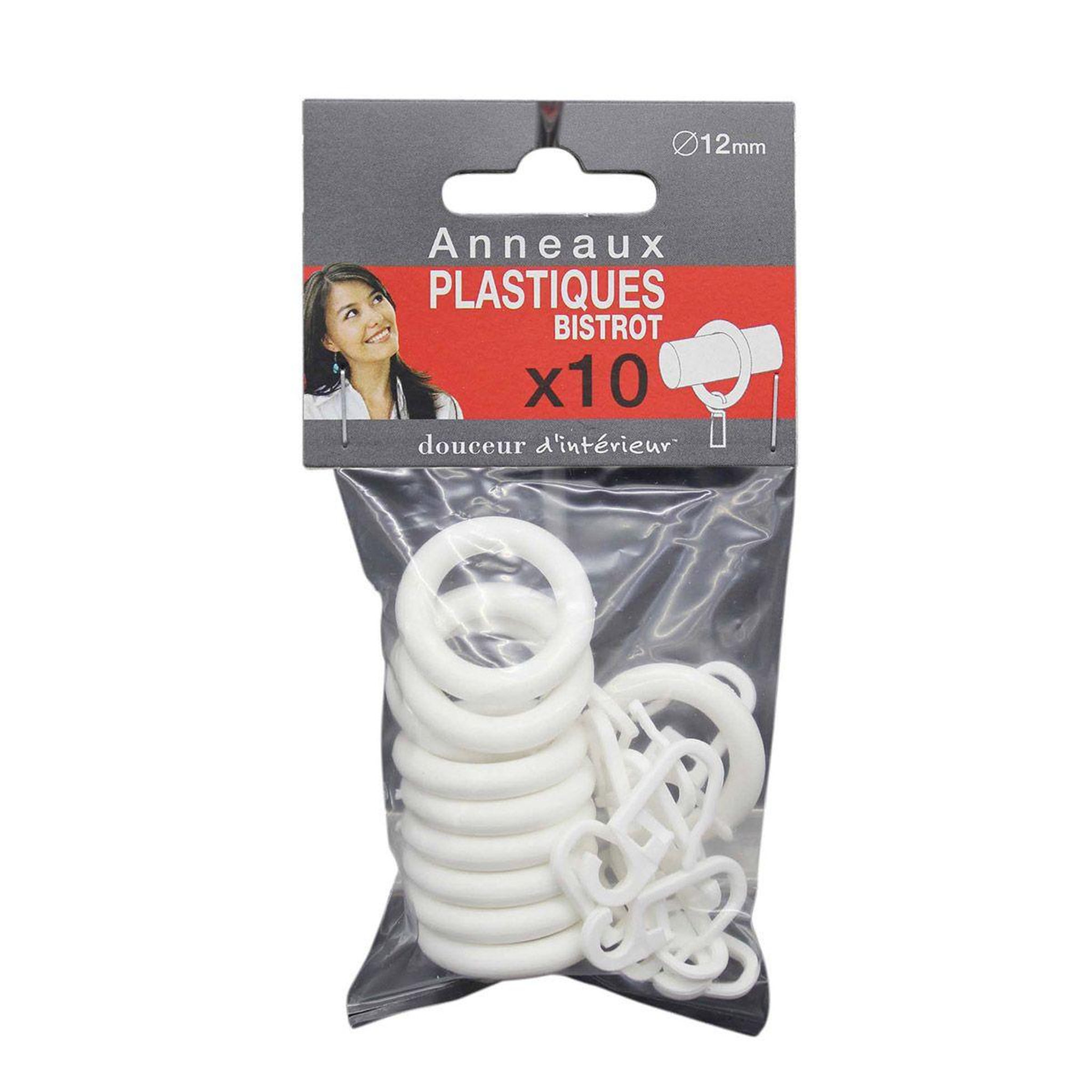 Voir la diapositive 2 : Douceur d'Intérieur Lot de 10 anneaux  bistrot  15cm blanc