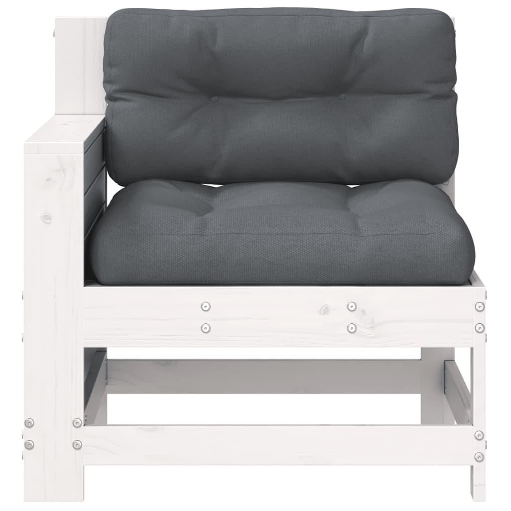 Voir la diapositive 4 : VIDAXL Canape de jardin accoudoir avec coussin blanc bois massif pin