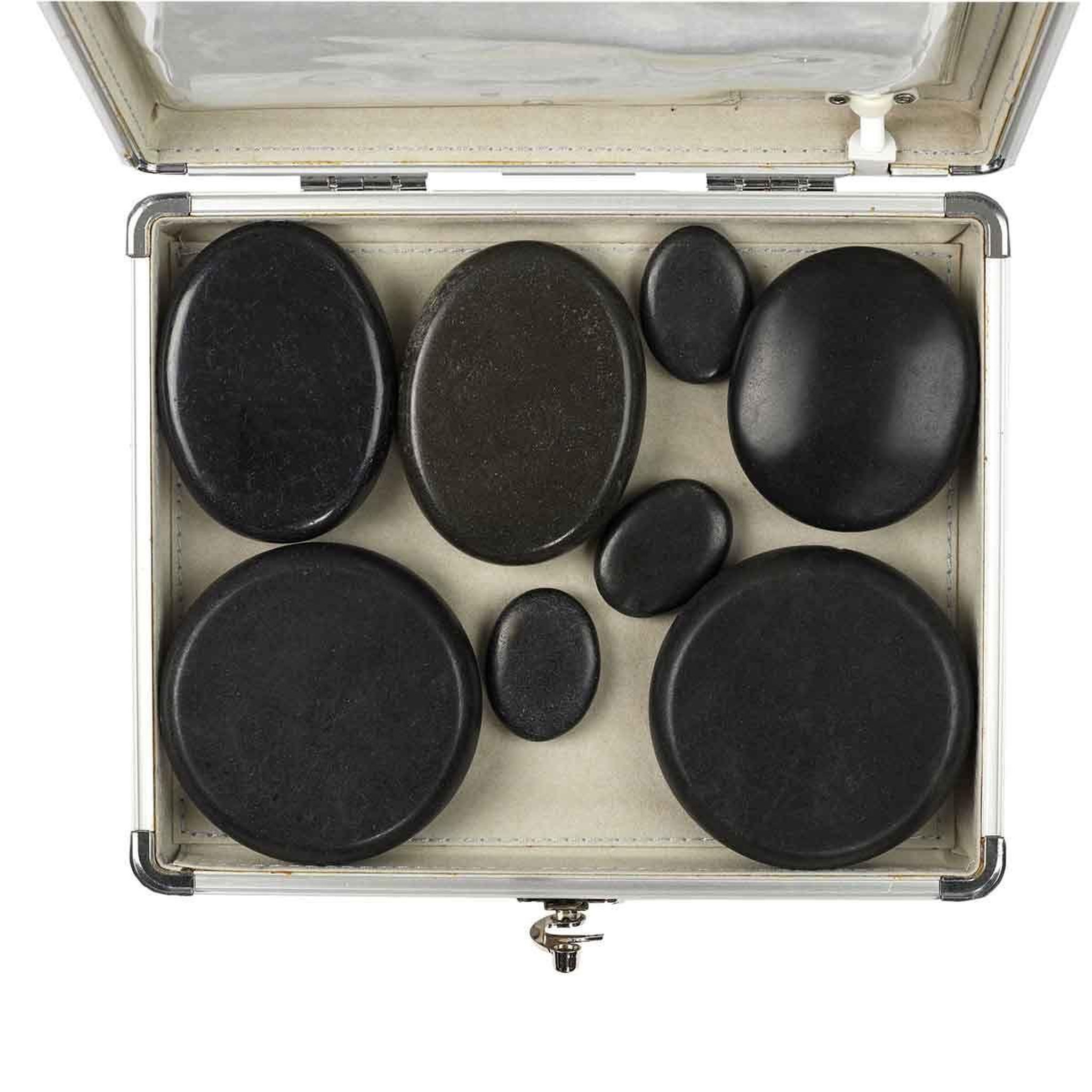 Voir la diapositive 3 : SENSLY Mallette pour massage  8 pierres chaudes  21cm noir