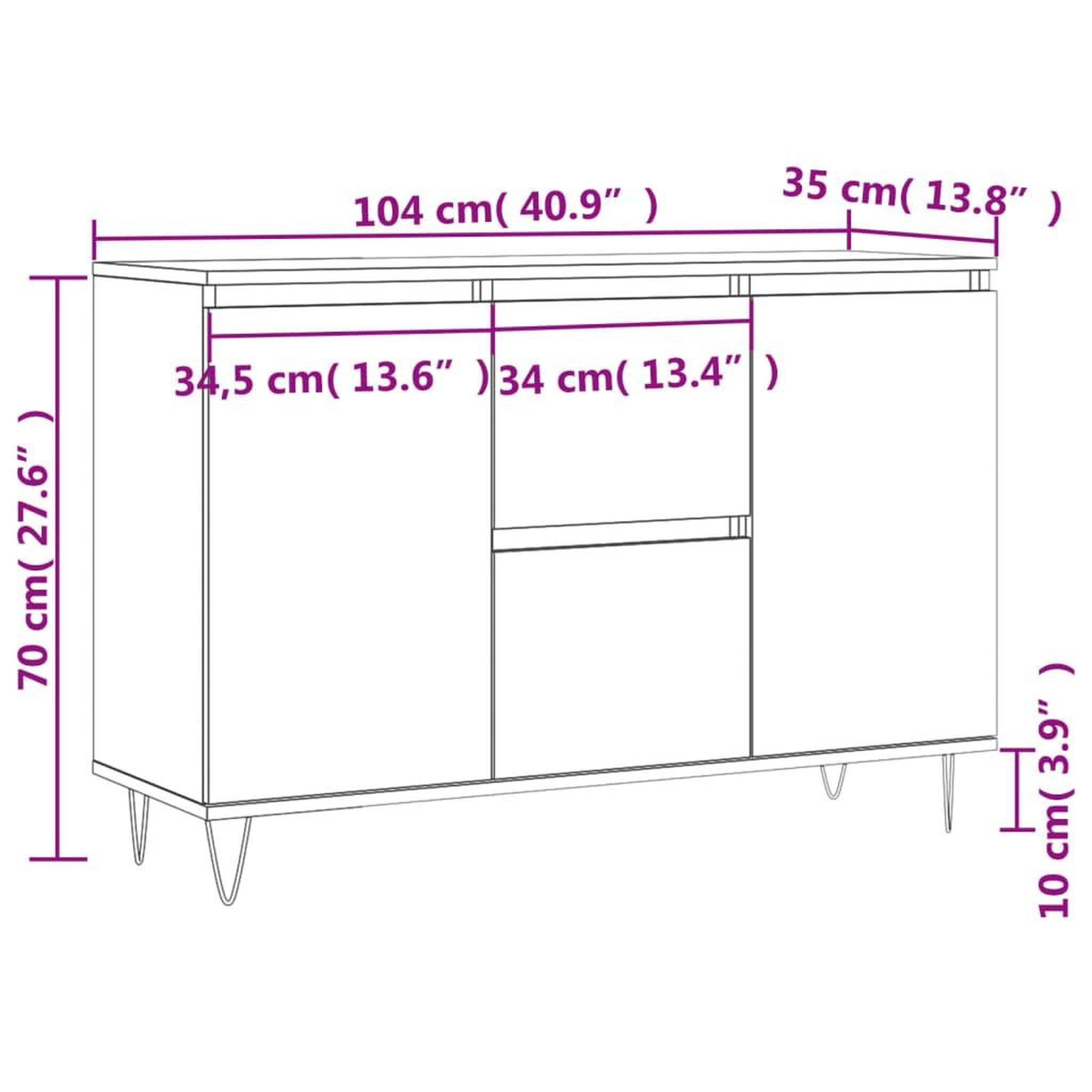 Voir la diapositive 6 : VIDAXL Buffet gris beton 104x35x70 cm bois d'ingenierie
