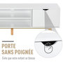 Voir la diapositive 6 : HOMCOM Meuble TV bas sur pied style scandinave 2 portes 2 niches passe-fils panneaux particules MDF blanc bois massif hévéa