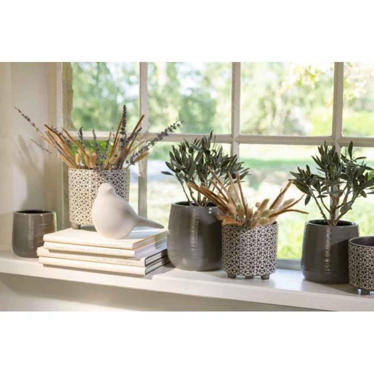 Paris Prix Cache-Pot Déco en Céramique  Minada  16cm Gris