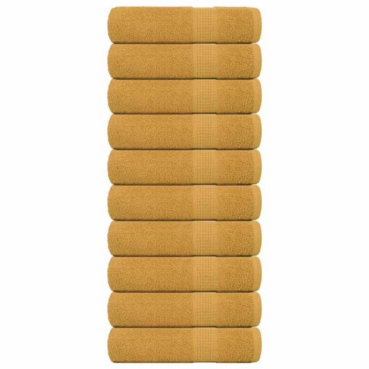 VIDAXL Serviettes de bain 10 pcs doré 100x150 cm 360 g m² 100% coton