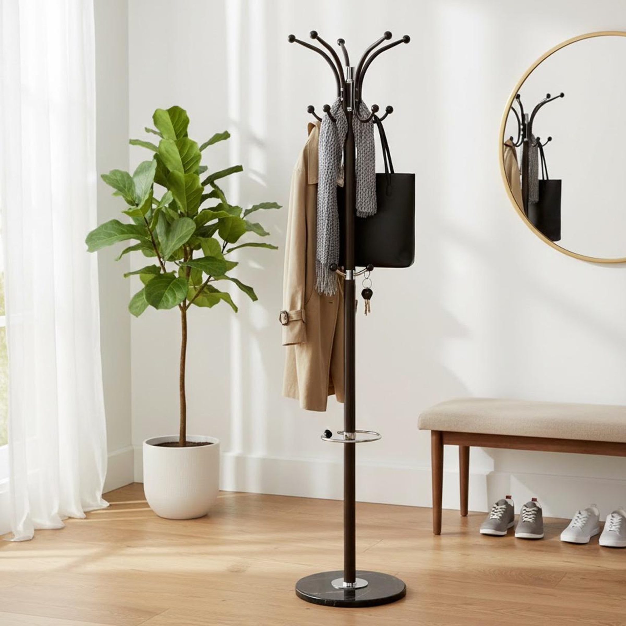 Voir la diapositive 3 : Paris Prix Porte-manteau design  vinty  171cm marron & chrome