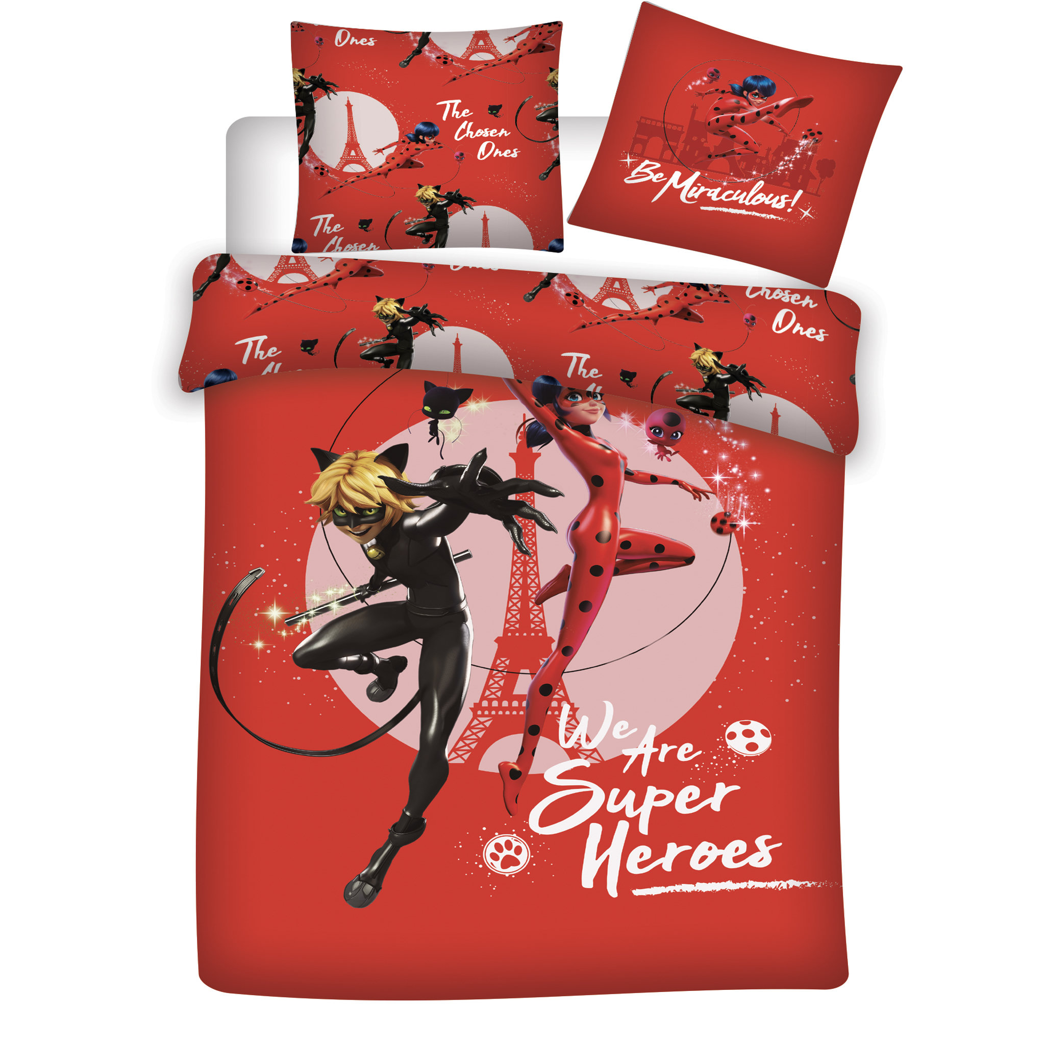 LADYBUG Parure housse de couette enfant en coton MIRACULOUS LADY BUG