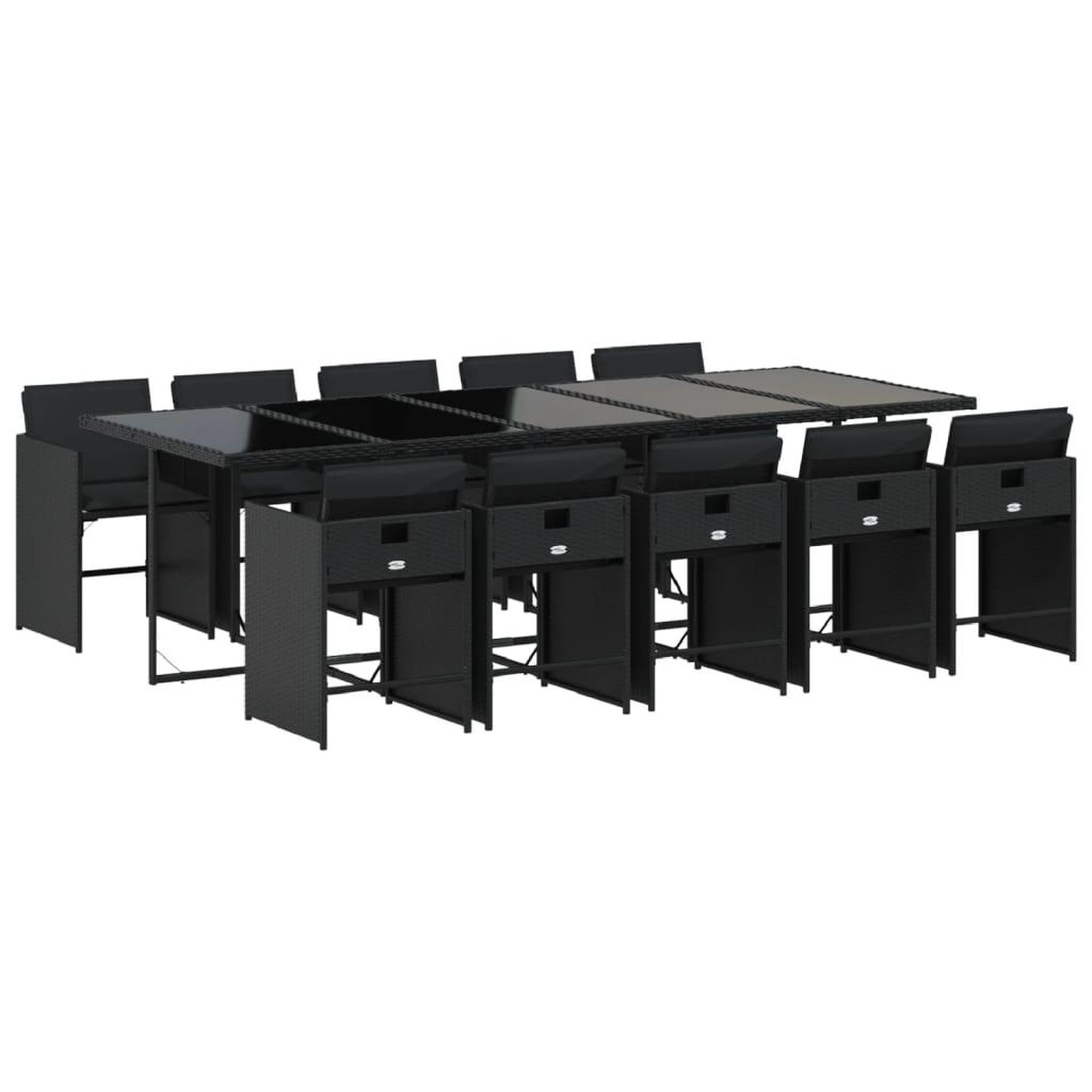Voir la diapositive 2 : VIDAXL Ensemble a manger de jardin 11 pcs coussins noir resine tressee