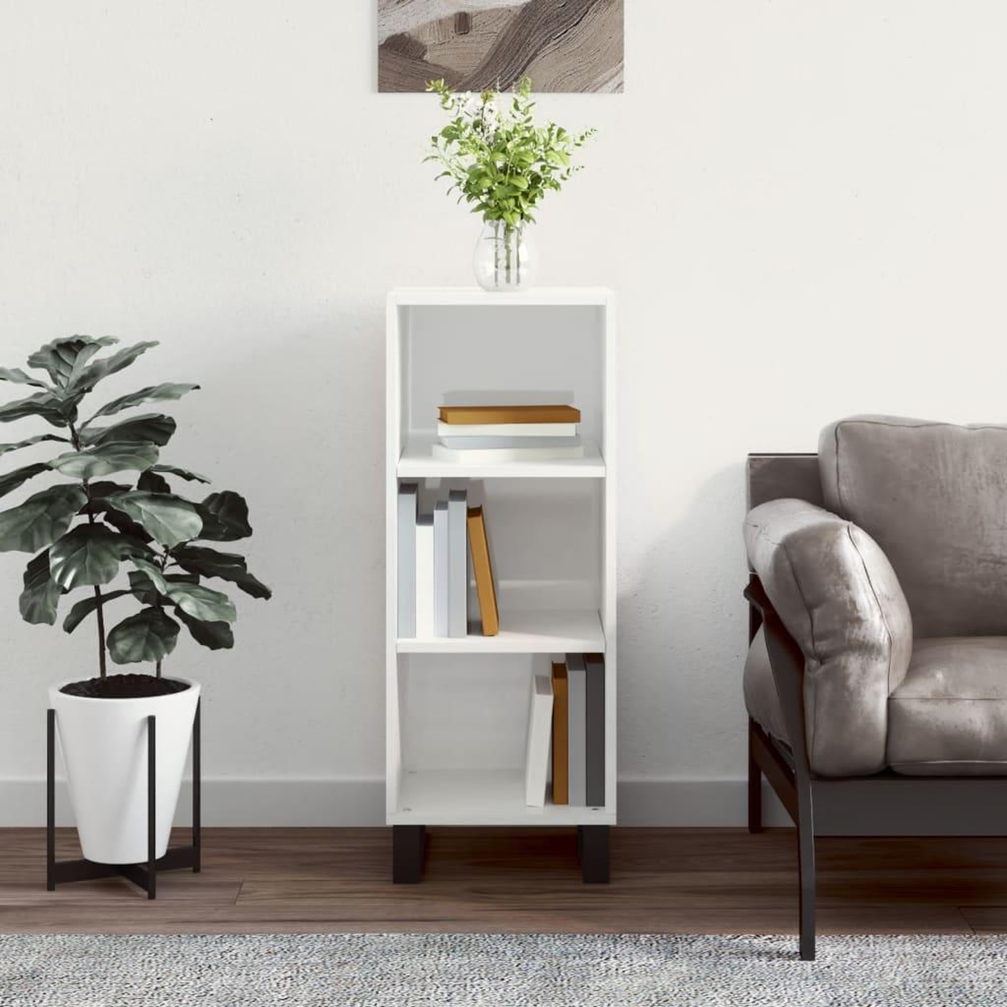 VIDAXL Buffet blanc brillant 34,5x32,5x90 cm bois d'ingenierie
