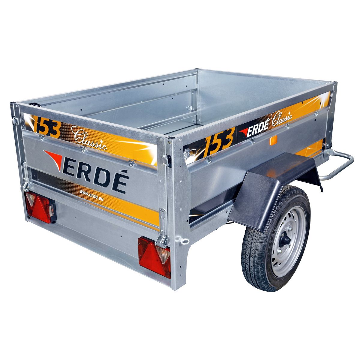 ERDE LOT Remorque 153 + Rehausse grillagée + Bâche plate