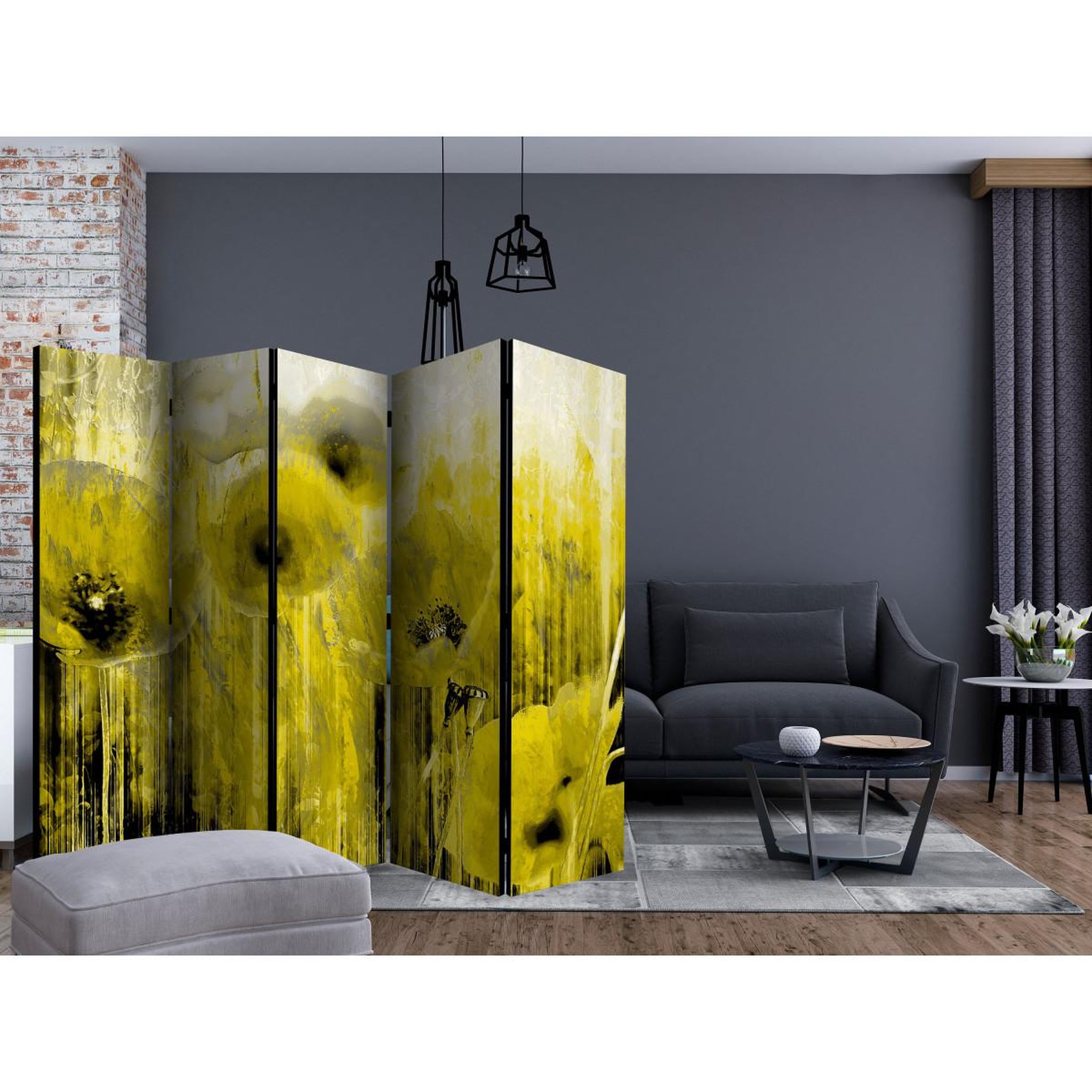 Voir la diapositive 2 : Paris Prix Paravent 5 volets  yellow madness  172x225cm
