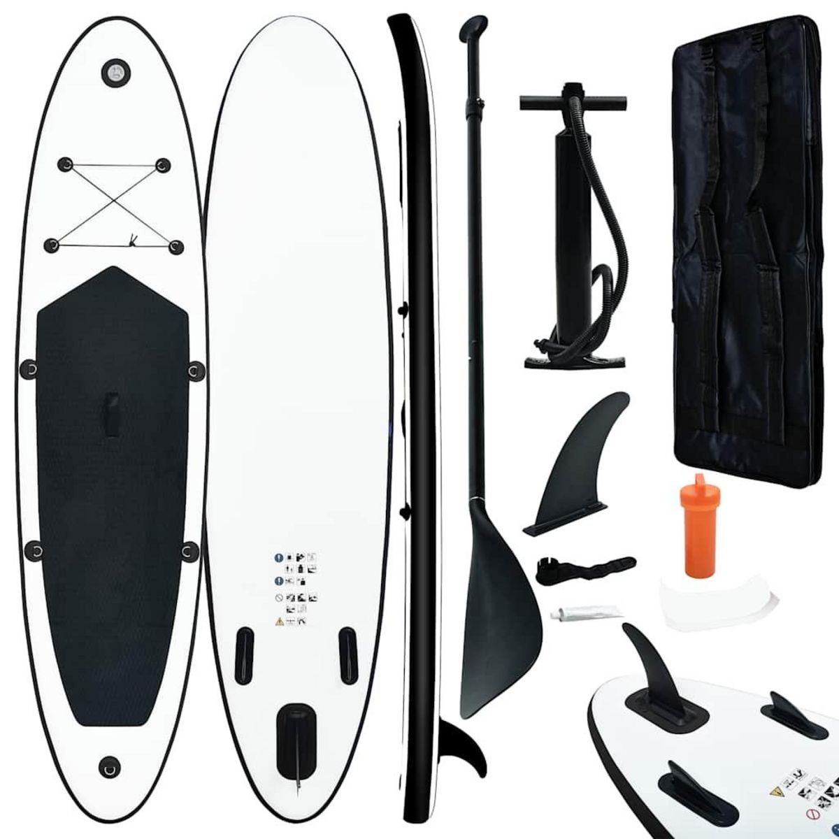 VIDAXL Ensemble de planches SUP gonflables Noir et blanc