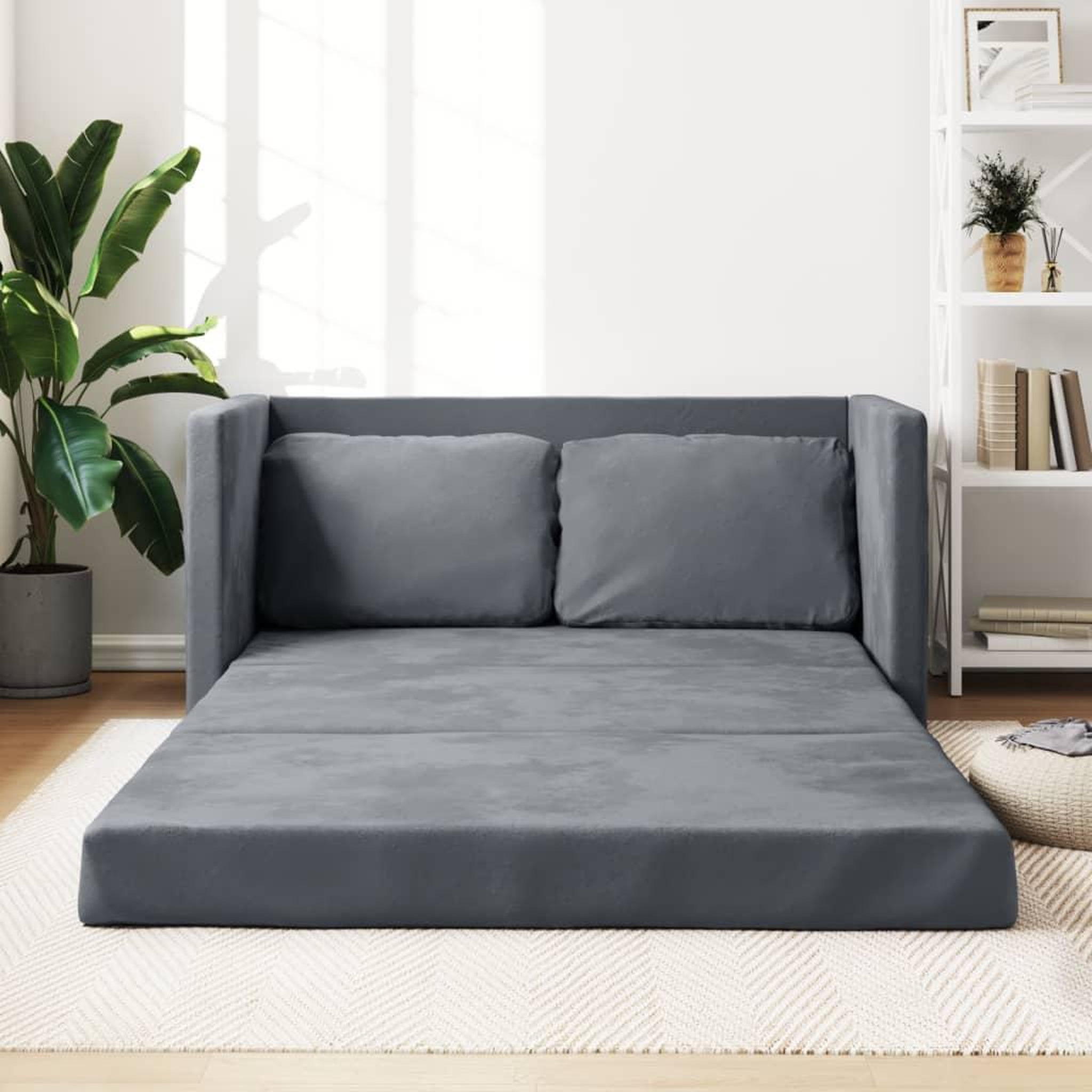 VIDAXL Canape-lit 2 en 1 gris fonce 122x204x55 cm velours