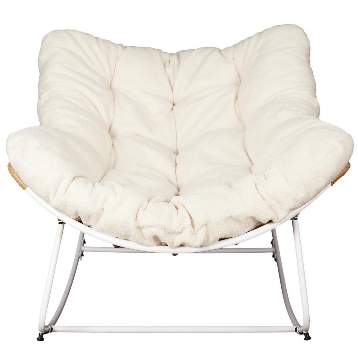 The Home Deco Factory Fauteuil à bascule en bouclette Holen - Blanc