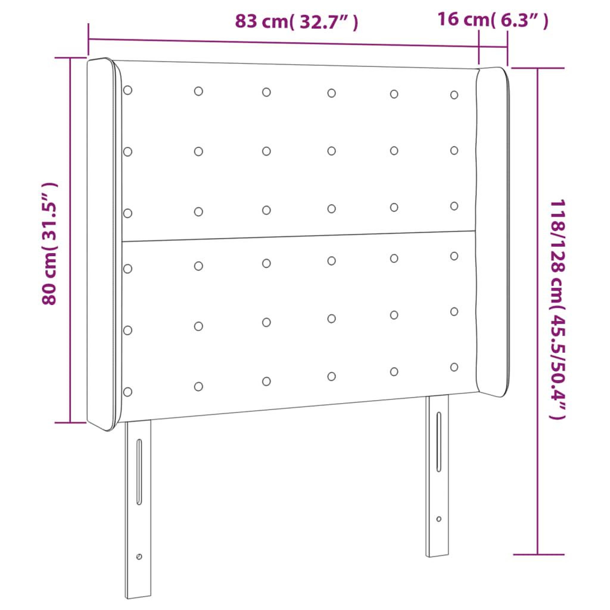 Voir la diapositive 6 : VIDAXL Tete de lit avec oreilles Noir 83x16x118/128 cm Similicuir