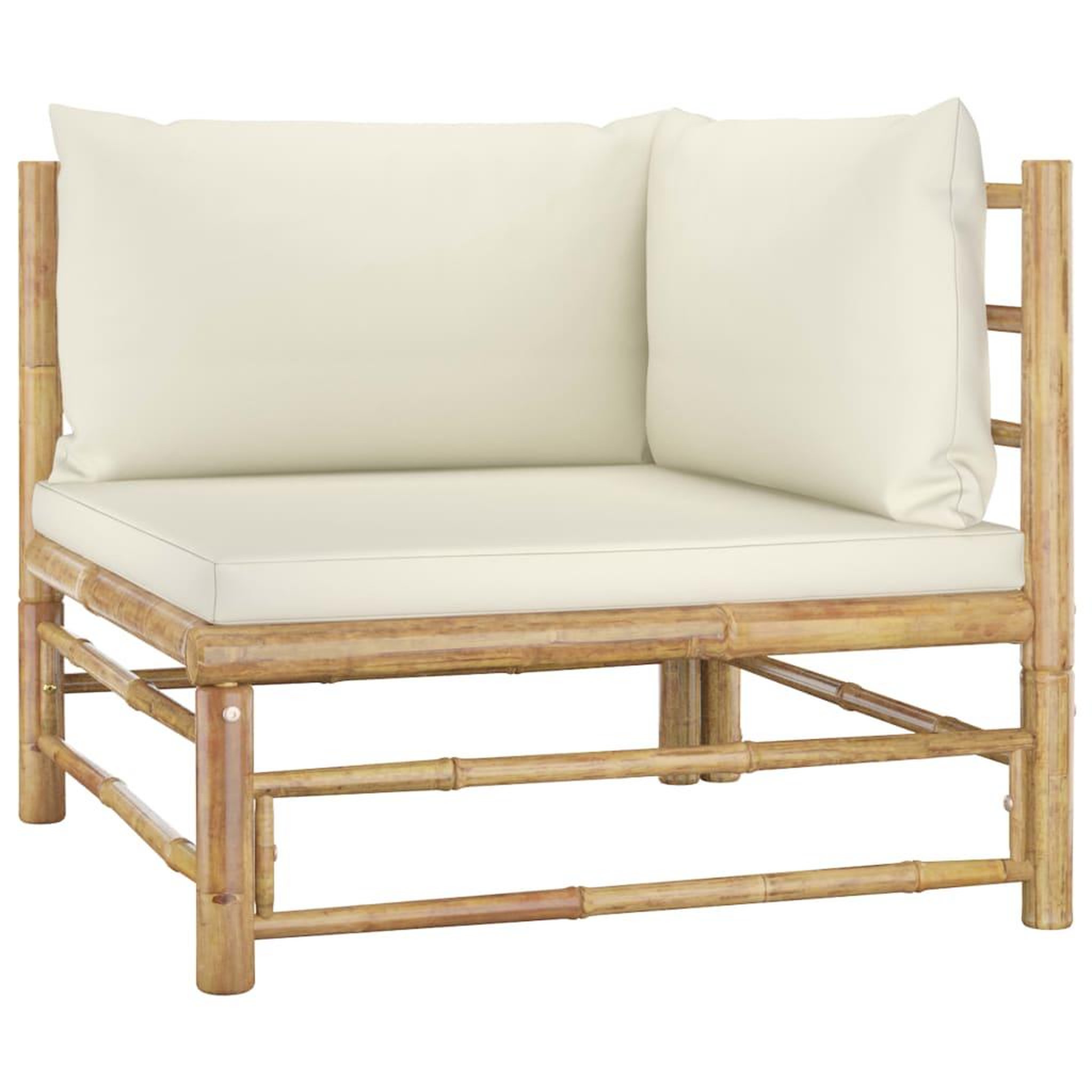 Voir la diapositive 3 : VIDAXL Salon de jardin 6 pcs avec coussins blanc creme bambou