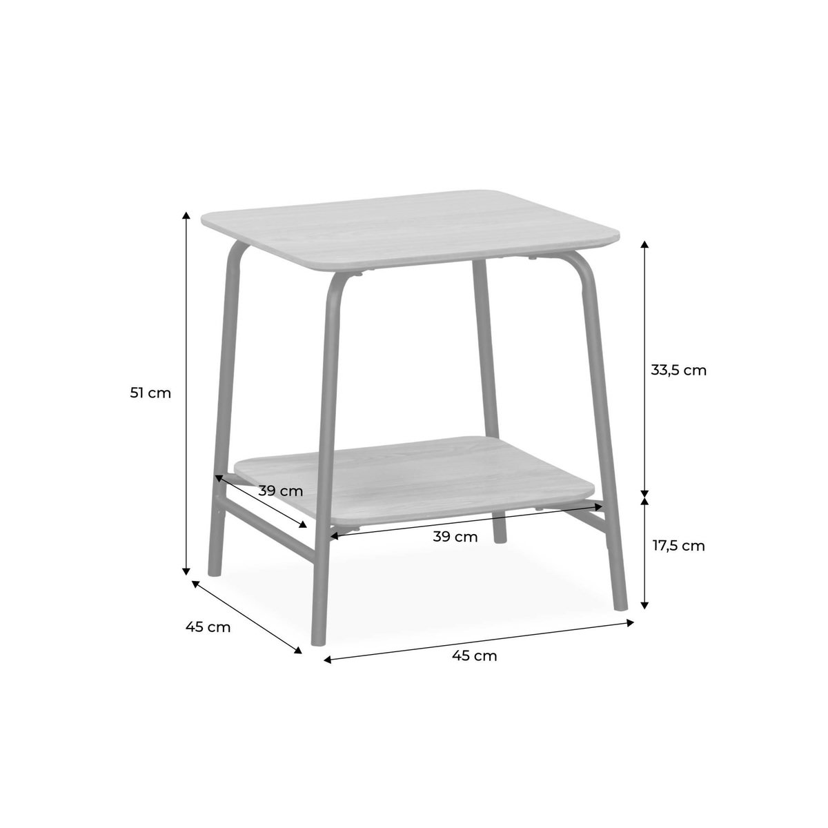 SWEEEK Table de chevet effet table d'école en décor bois avec structure en acier - 1 étagère centrale