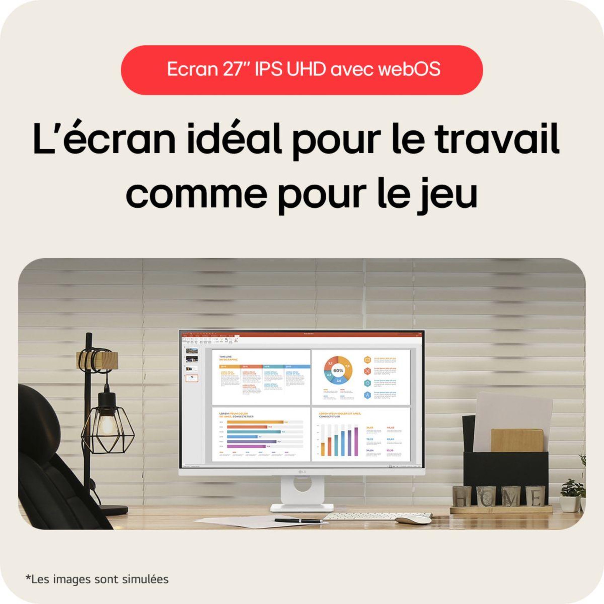 Voir la diapositive 3 : LG Ecran 27U731SA-W.AEU Smart Monitor IPS 27''