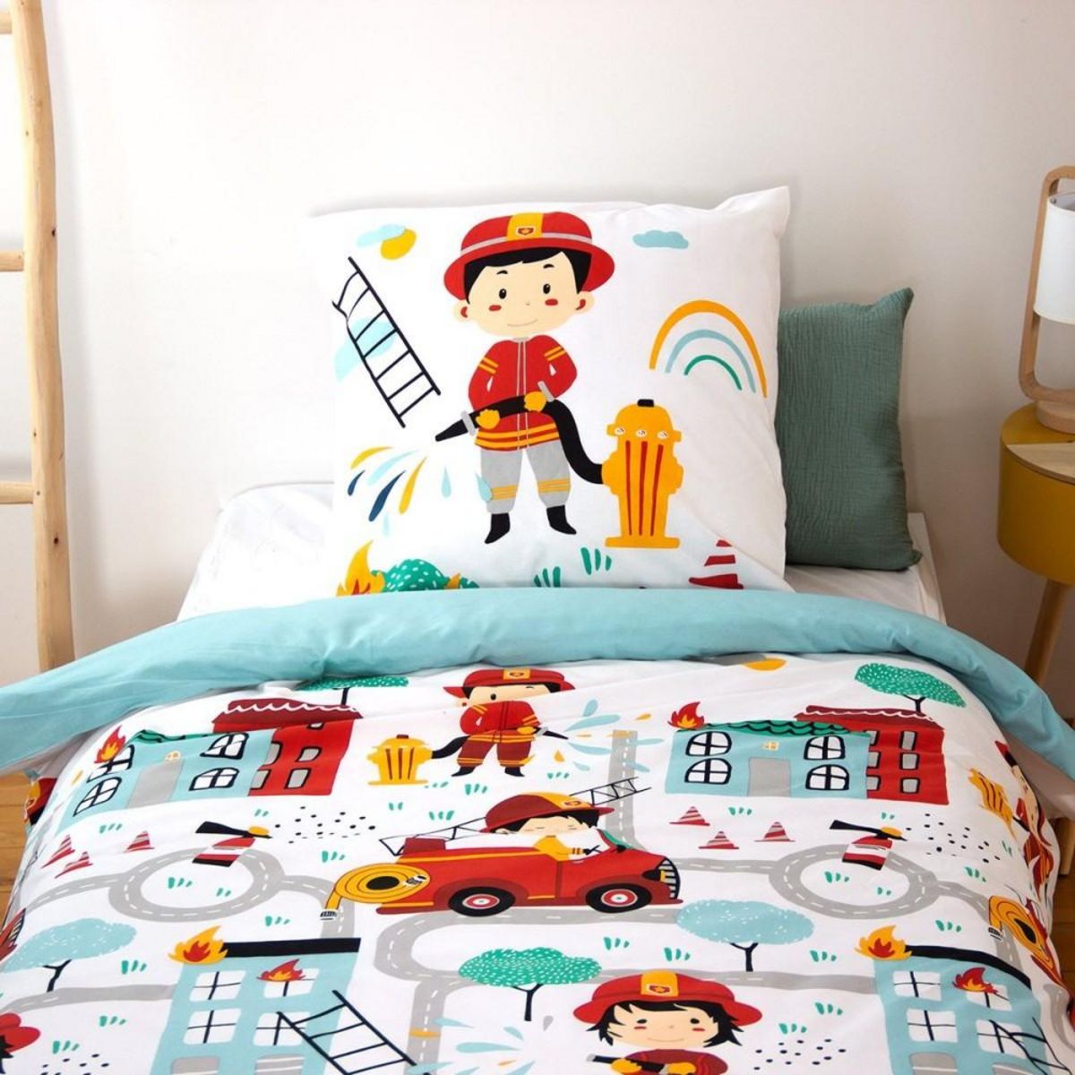 COTE DECO Housse de couette 140x200 + 1 taie Fuego coton adouci 57 fils