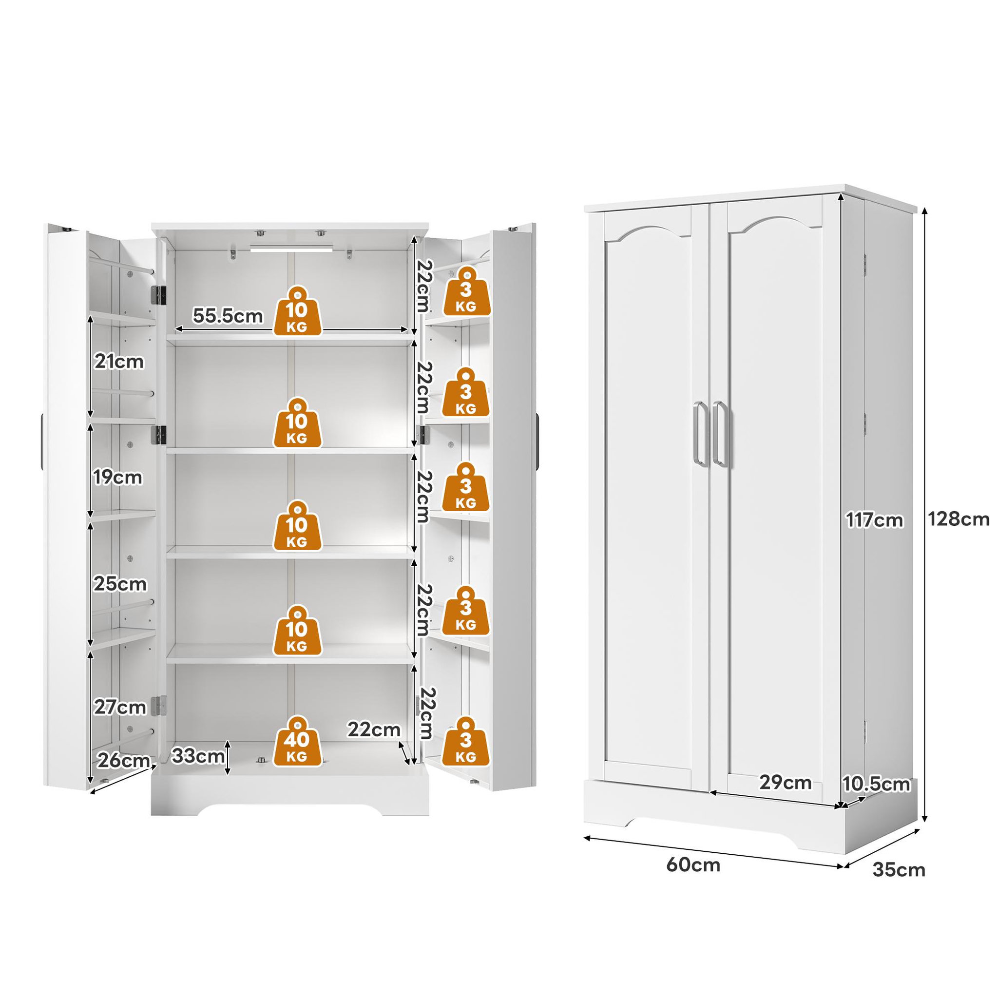 Voir la diapositive 3 : MERAX Buffet de cuisine 2 portes 0 tiroir - 60 cm blanc led mdf