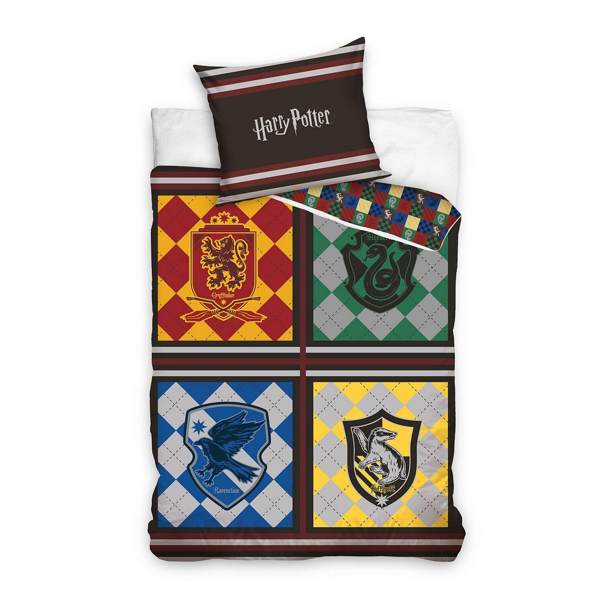 Home collection Parure housse de couette 140x200cm 100%coton 57fils harry potter. Coloris disponibles : Marron