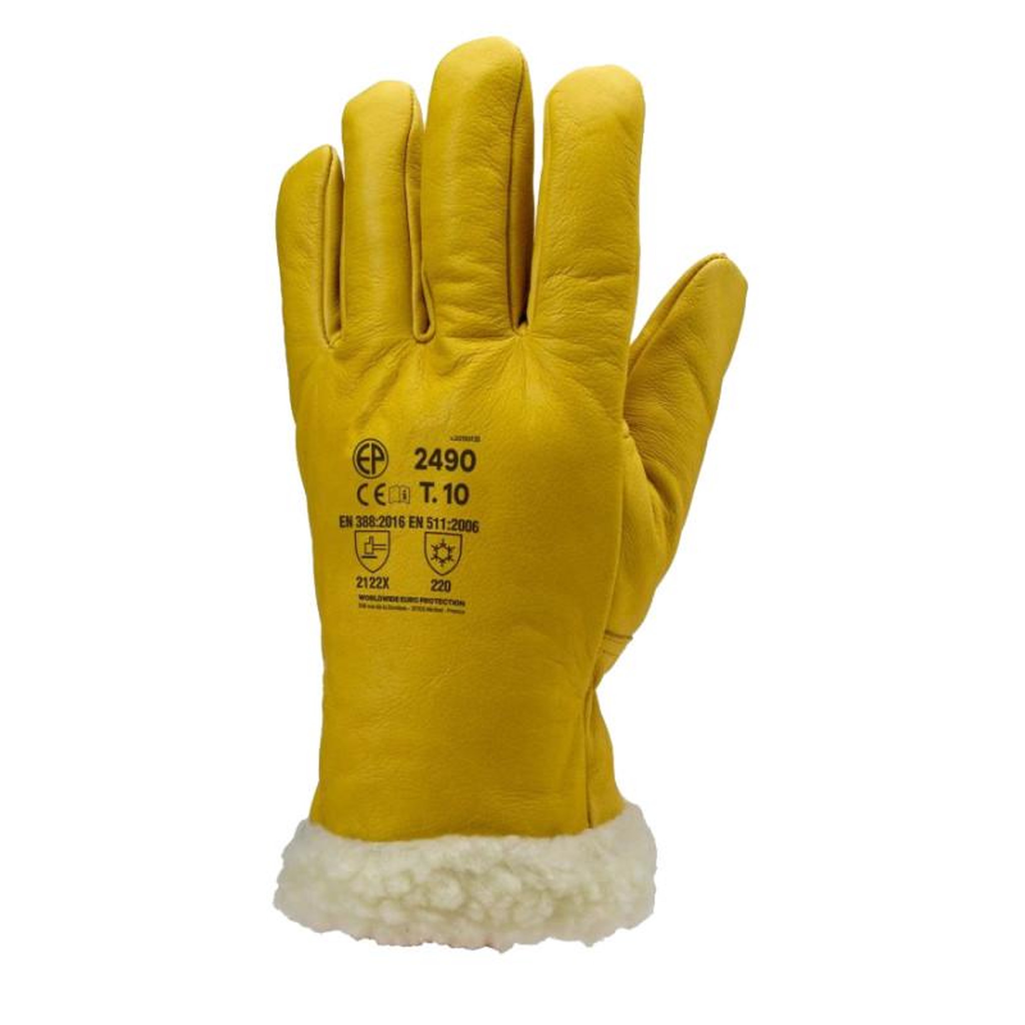 Voir la diapositive 2 : Coverguard Gant américain ISLANDE EUROTECHNIQUE thermique fourré cuir jaune T10 COVERGUARD 2490
