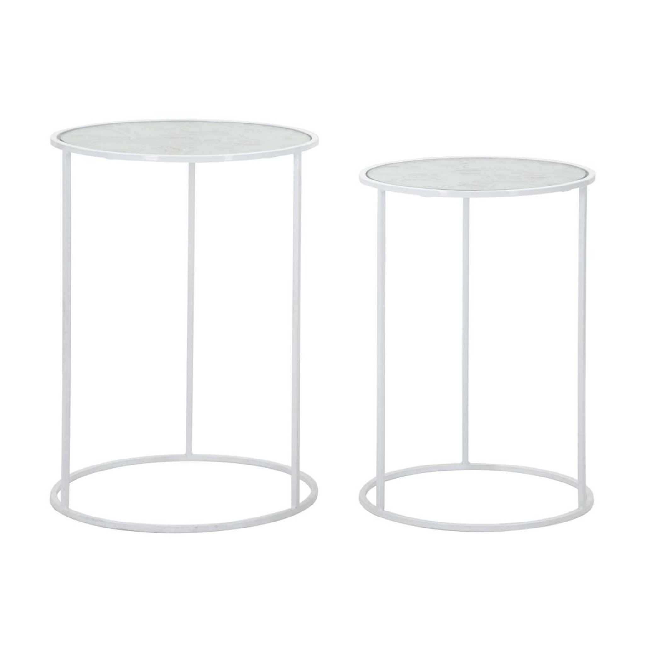 Paris Prix Lot de 2 tables d'appoint gigognes  cœur  60cm blanc