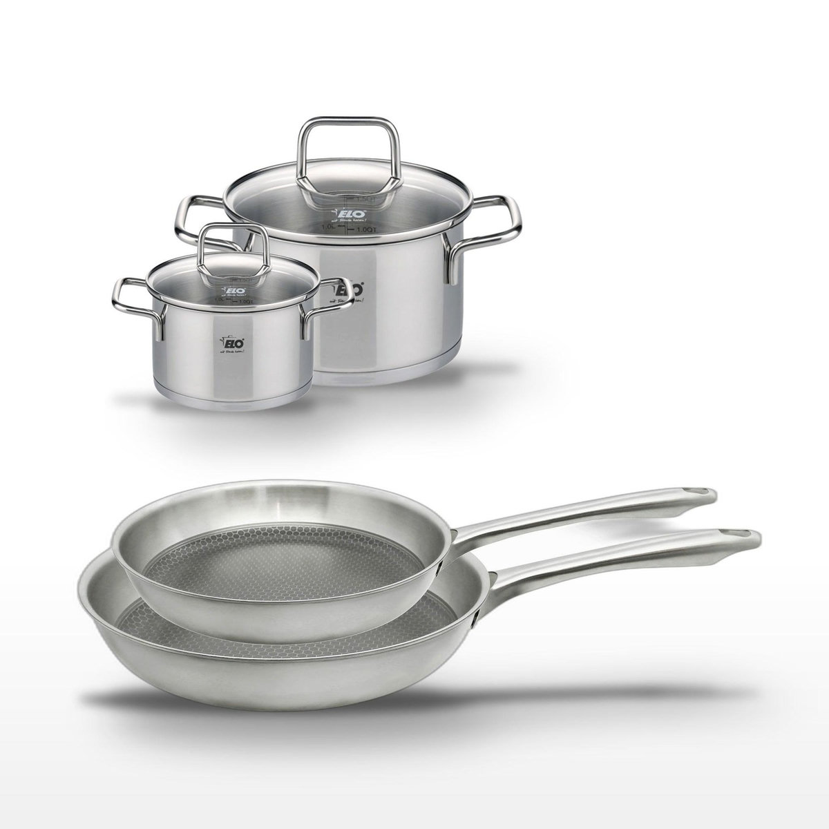 ELO Lot Poêles 24/28cm Elo Relief Passion & Faitouts 14/20cm