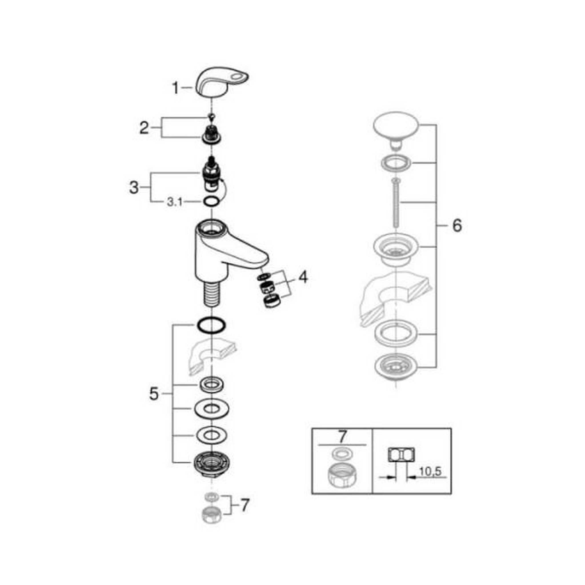 Voir la diapositive 4 : Grohe Robinet monofluide lave-mains - grohe swift - 20617001 - chromé- taille xs - economie d'eau