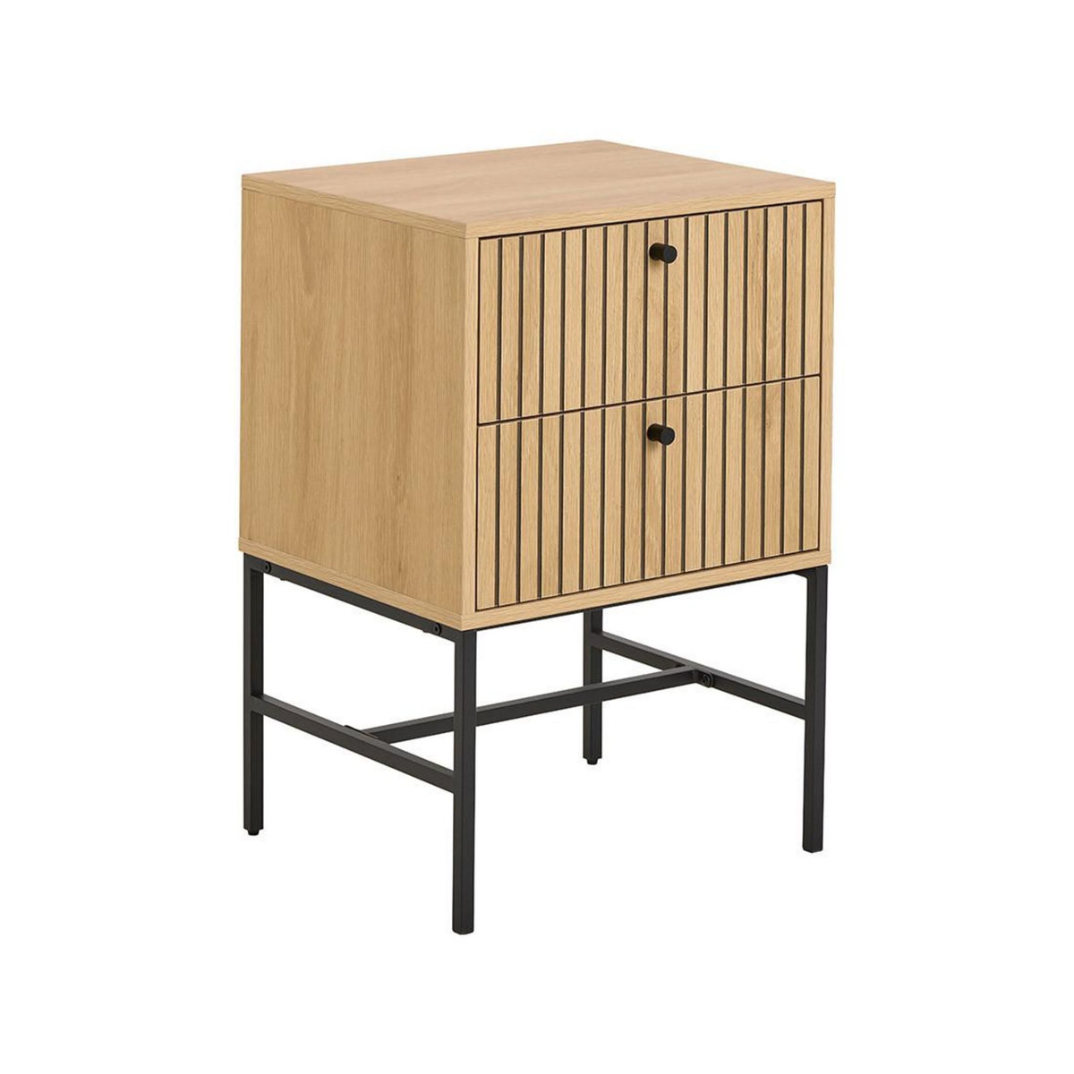 LISA DESIGN Marc - table de chevet - effet bois - pieds en métal - 2 tiroirs