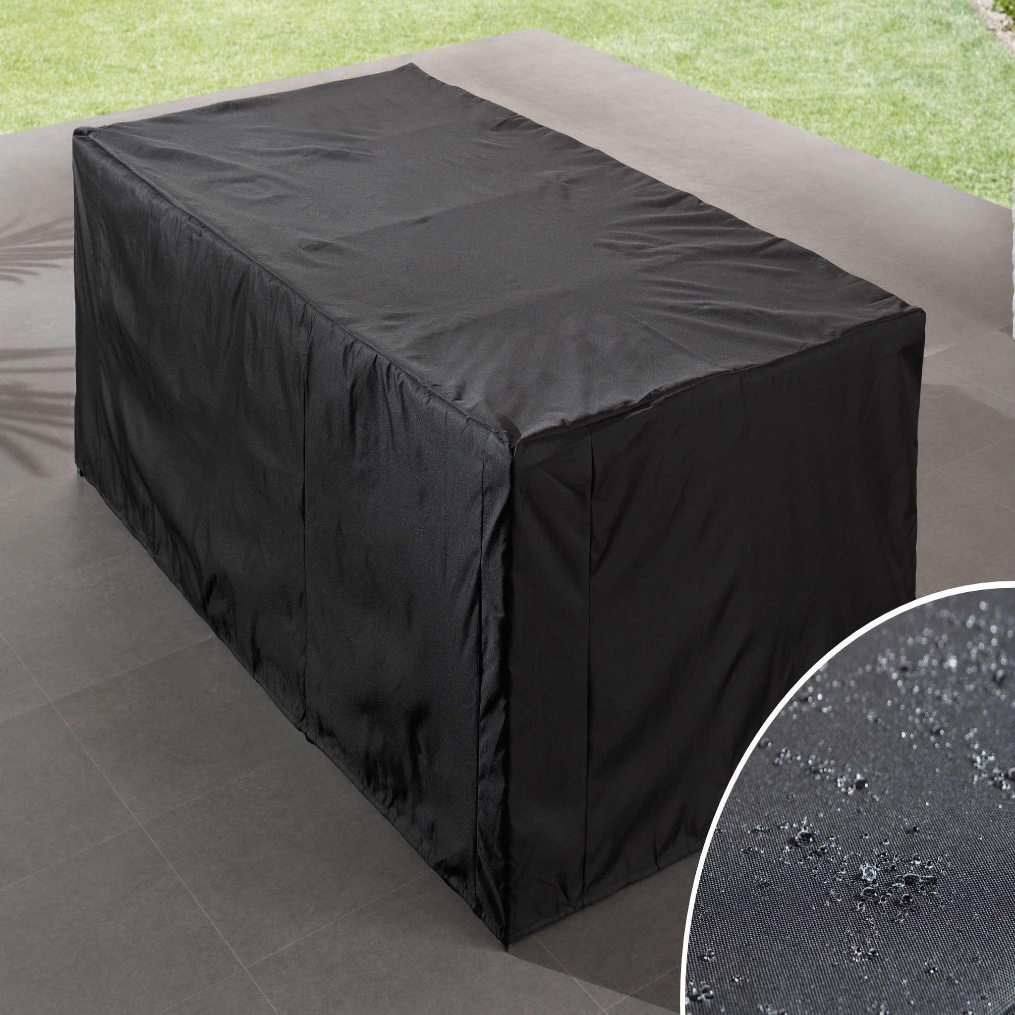 Voir la diapositive 5 : BEST MOBILIER Cuba - salon de jardin encastrable 12 places - en résine tressée - noir avec coussins beiges + housse de protection