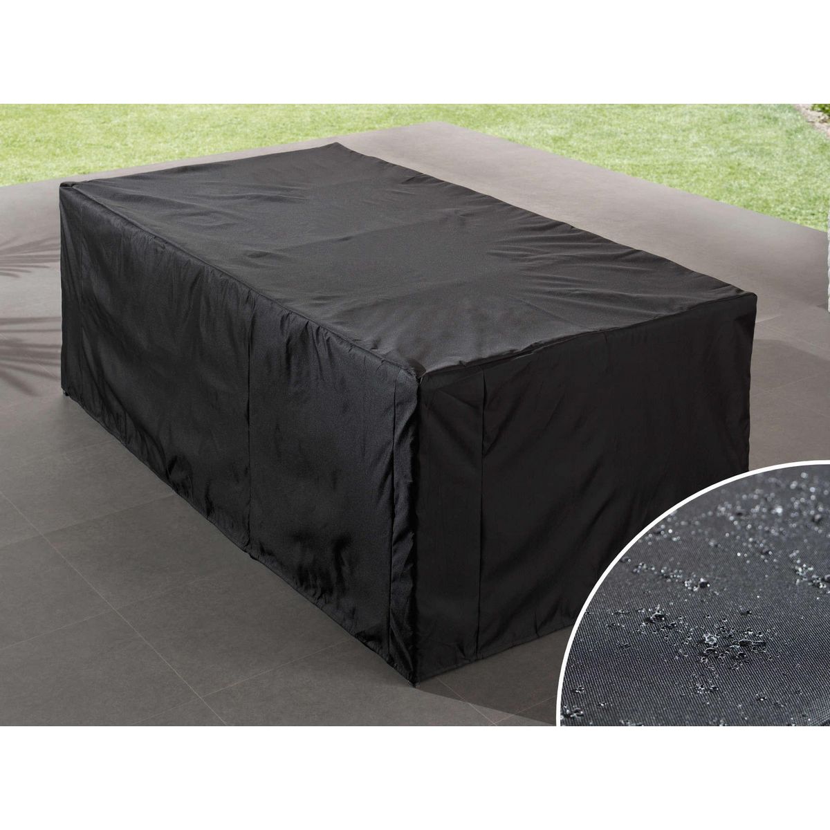 BEST MOBILIER Cuba - salon de jardin encastrable 12 places - en résine tressée - noir avec coussins beiges + housse de protection