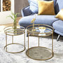 Voir la diapositive 2 : Paris Prix Lot de 2 Tables d'Appoint  Miroir  52cm Or