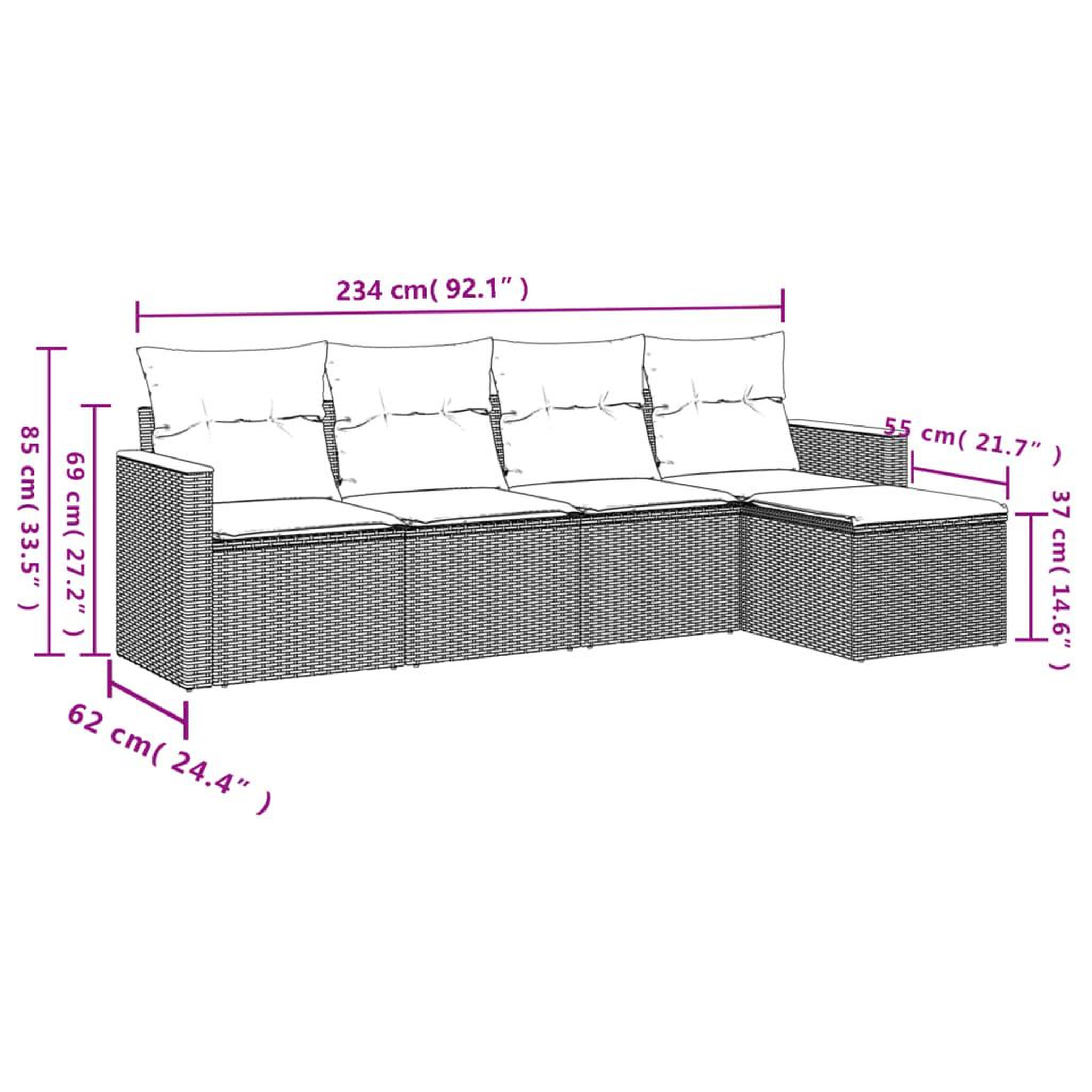 Voir la diapositive 3 : VIDAXL Salon de jardin avec coussins 5 pcs beige resine tressee