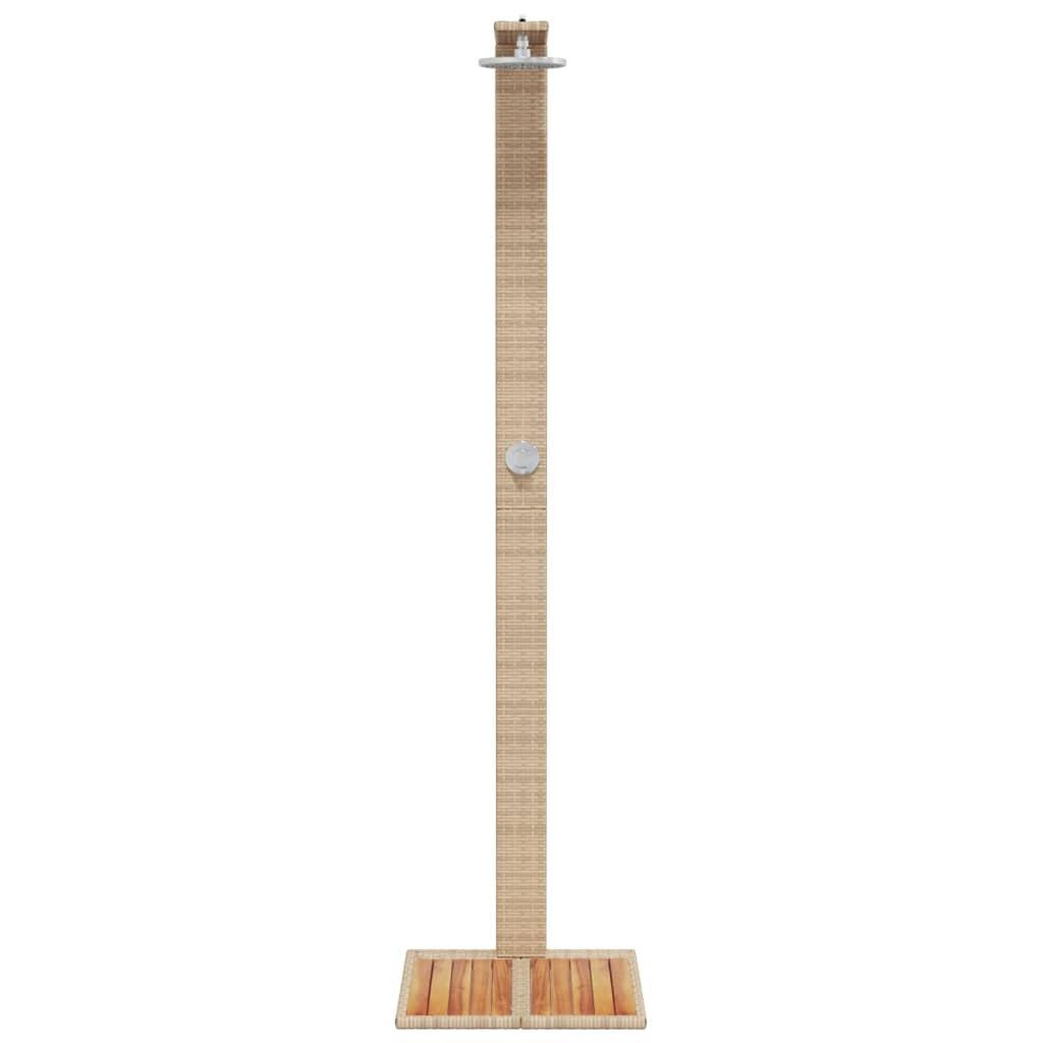 Voir la diapositive 5 : VIDAXL Douche d'exterieur beige 50x55x224cm resine tressee bois acacia