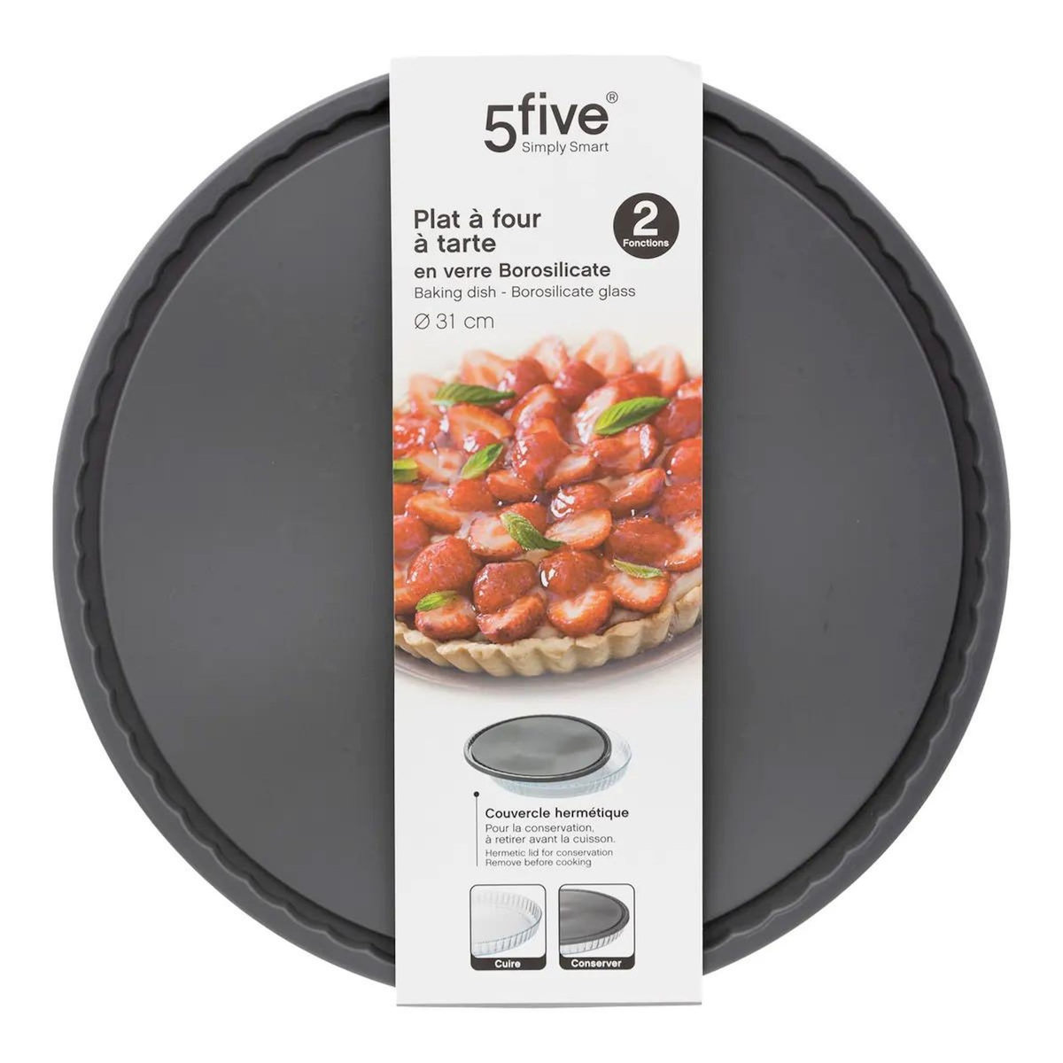 FIVE Plat à Tarte  Couvercle  31cm Transparent