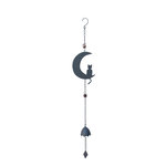 CENTRALE BRICO Carillon en forme de chat et de lune avec perles - anthracite