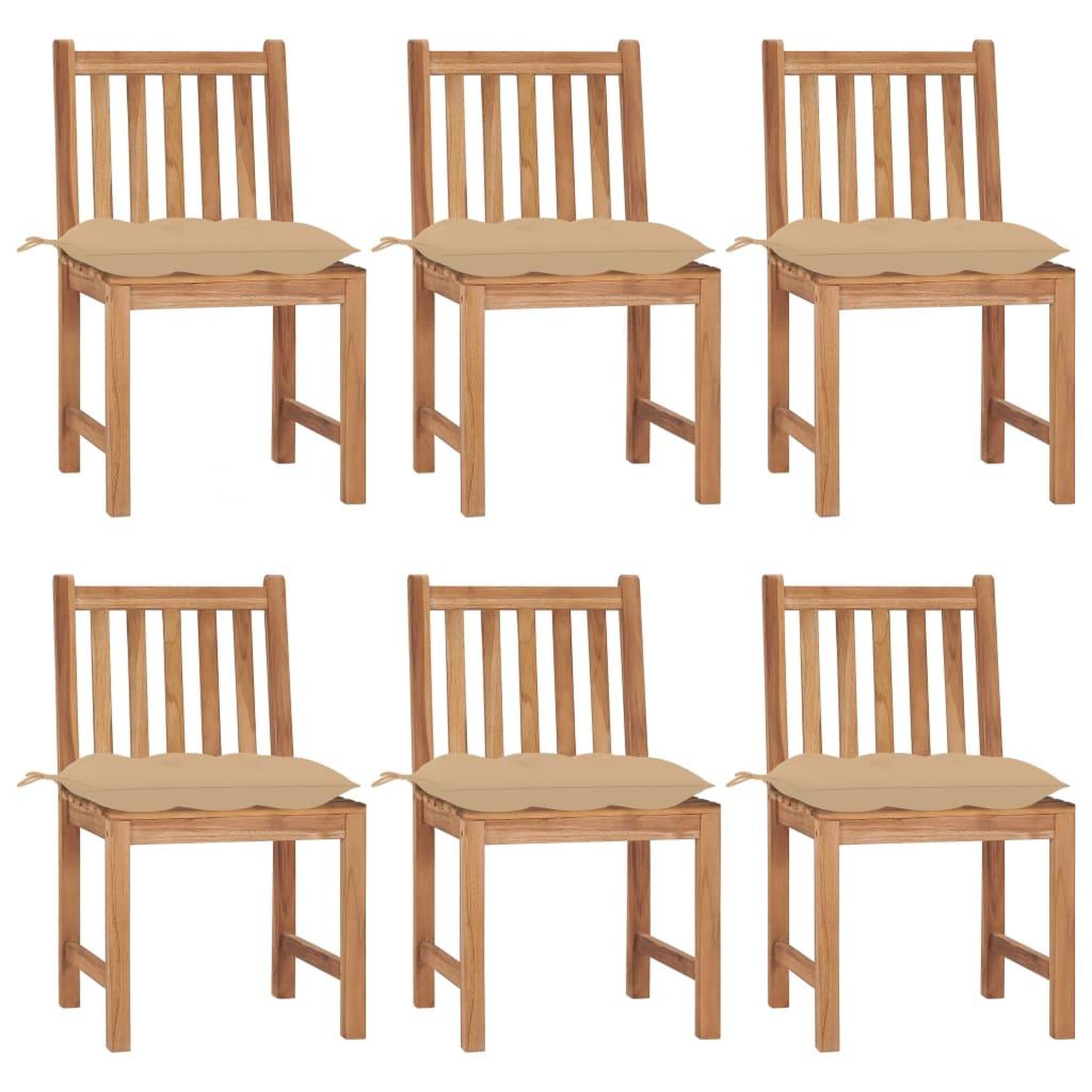 Voir la diapositive 1 : VIDAXL Chaises de jardin lot de 6 avec coussins Bois de teck massif