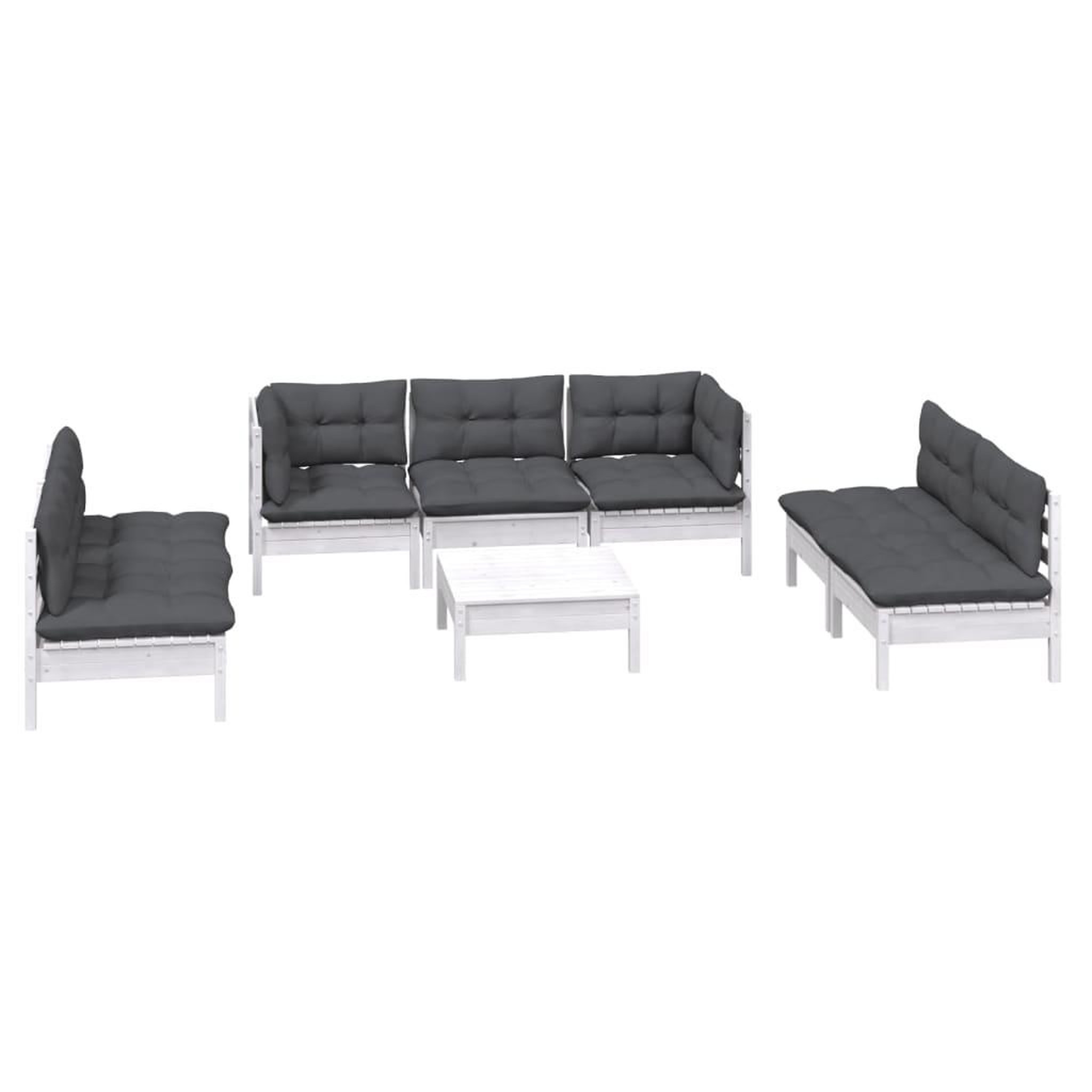 Voir la diapositive 3 : VIDAXL Salon de jardin 8 pcs avec coussins Bois de pin massif