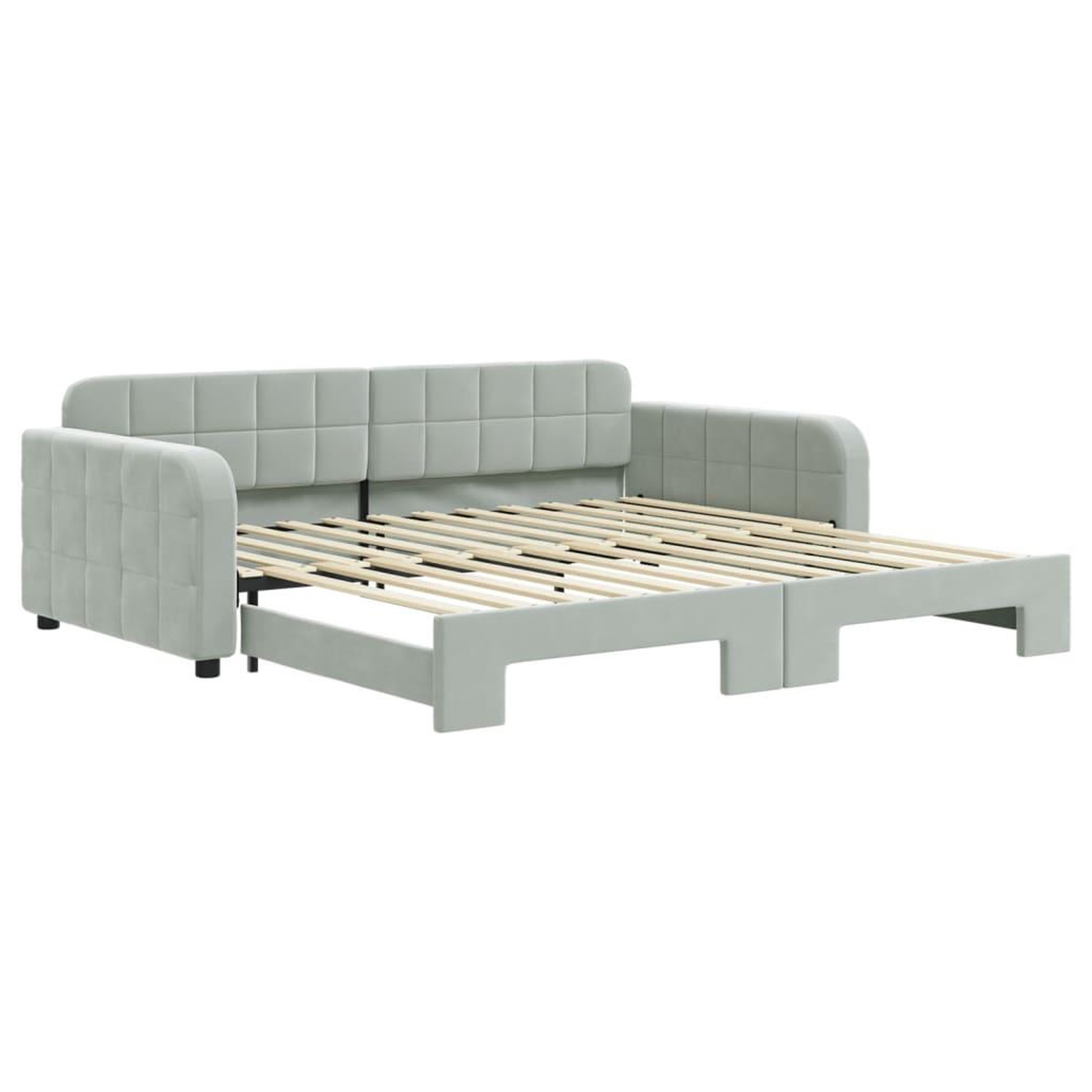 Voir la diapositive 2 : VIDAXL Lit de jour avec gigogne sans matelas gris clair 100x200 cm