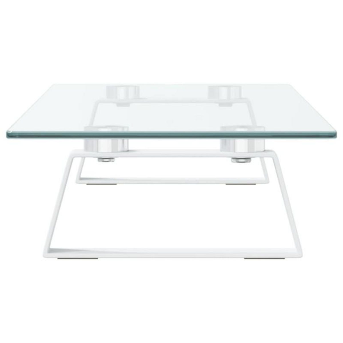 VIDAXL Support de moniteur blanc 60x20x8 cm verre trempé et métal