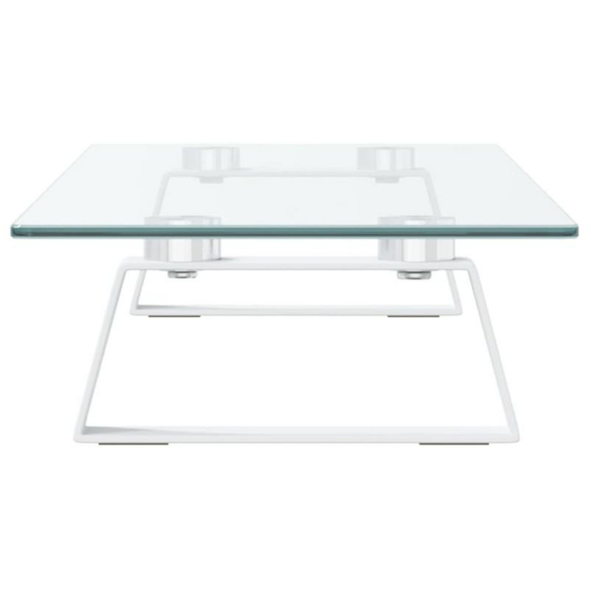 VIDAXL Support de moniteur blanc 60x20x8 cm verre trempé et métal