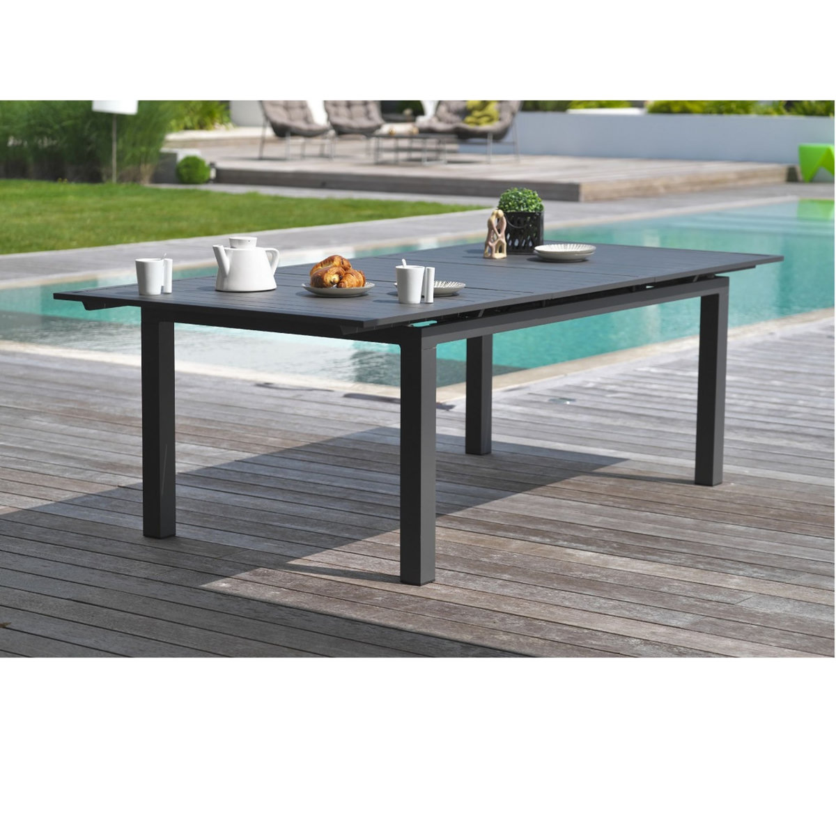 DCB GARDEN Salon de jardin - 8 places - Aluminium - Gris - MIAMI