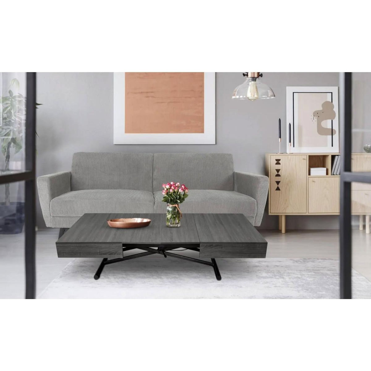 Paris Prix Table Basse Relevable  Lift  120-190cm Gris