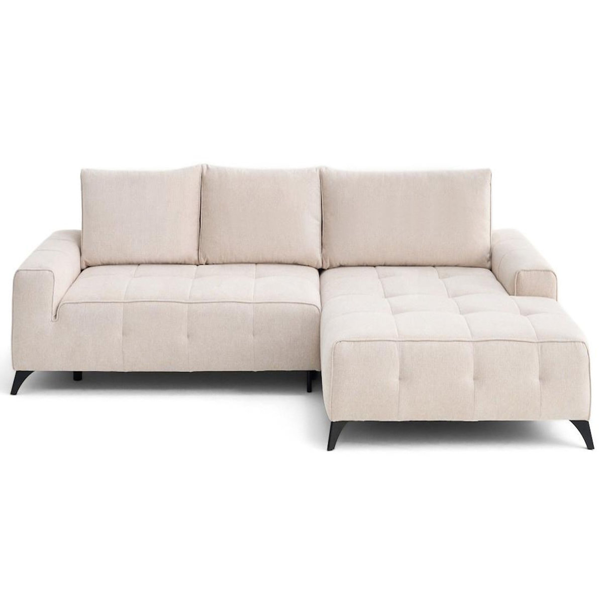 LISA DESIGN Rimini - canapé d'angle droit 4 places convertible avec coffre en tissu texturé
